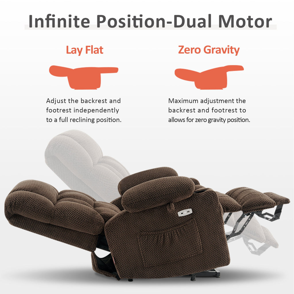 Power Lift Recliner Chair for Elderly, Dual Motor, Massage and Heat