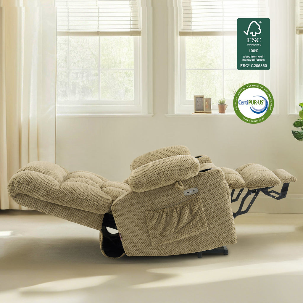 Power Lift Recliner Chair for Elderly, Dual Motor, Massage and Heat