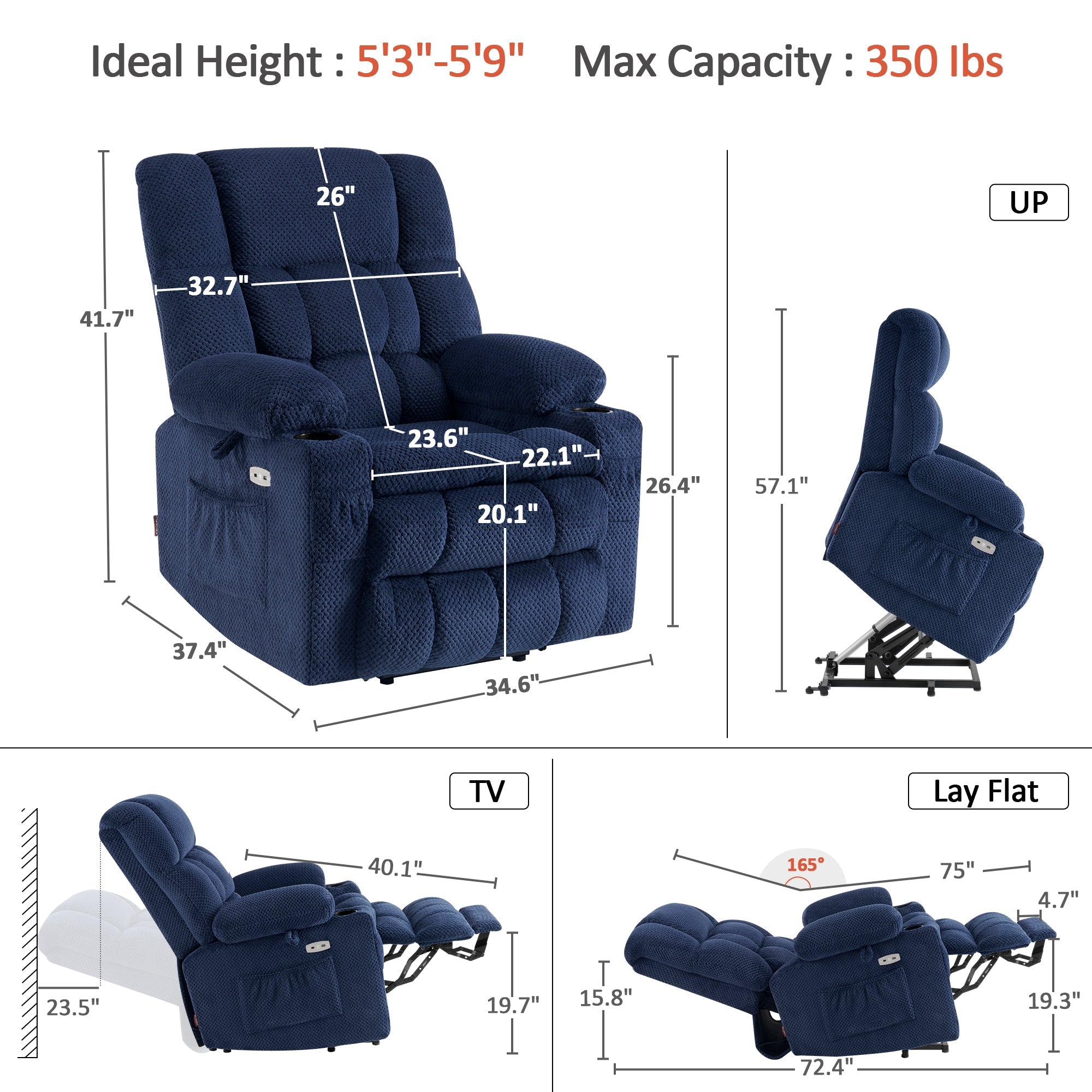 Power Lift Recliner Chair for Elderly, Dual Motor, Massage and Heat