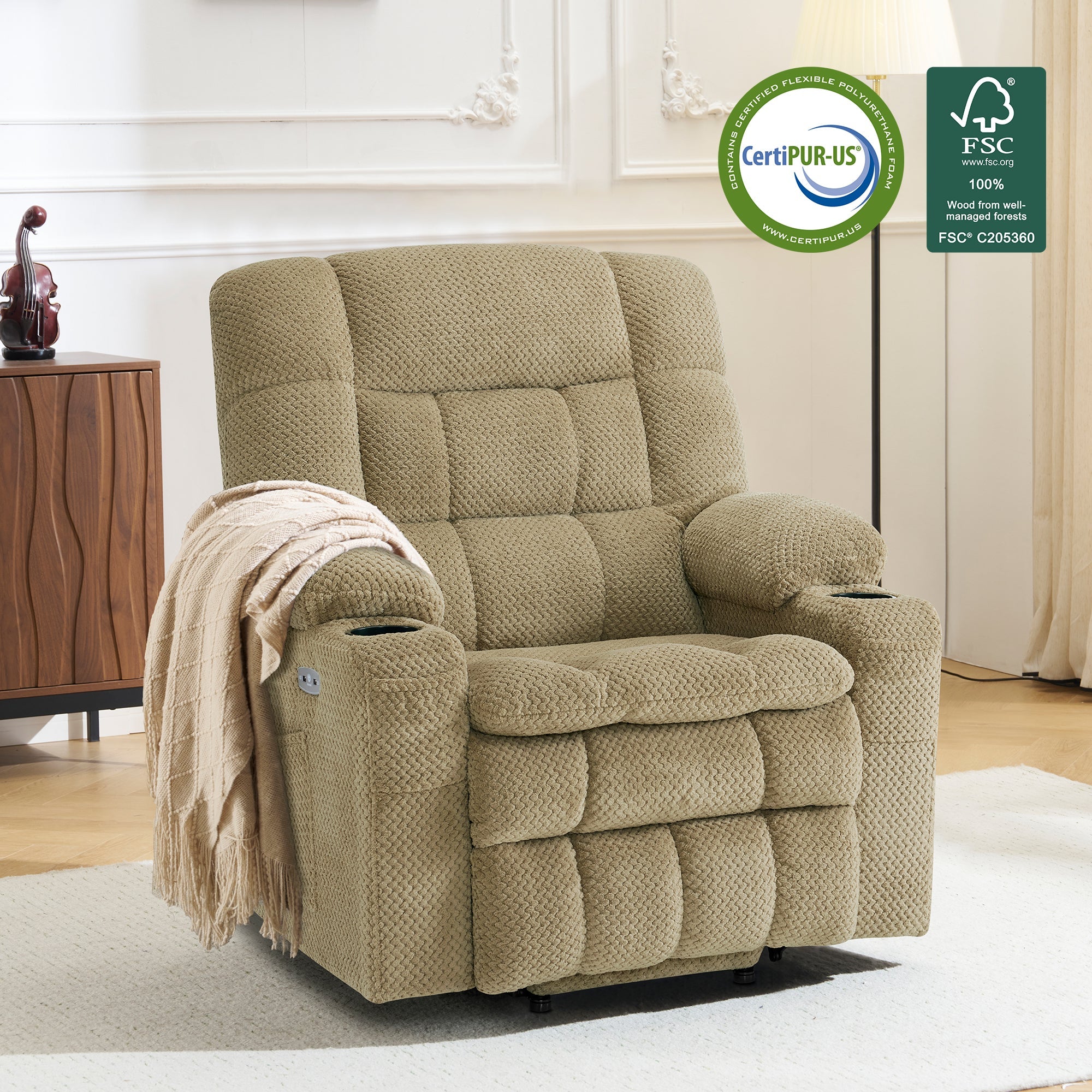 Power Lift Recliner Chair for Elderly, Dual Motor, Massage and Heat