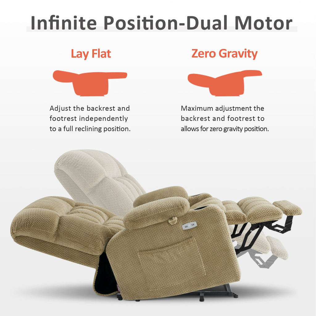 Power Lift Recliner Chair for Elderly, Dual Motor, Massage and Heat