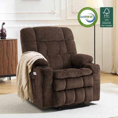 Power Lift Recliner Chair for Elderly, Dual Motor, Massage and Heat