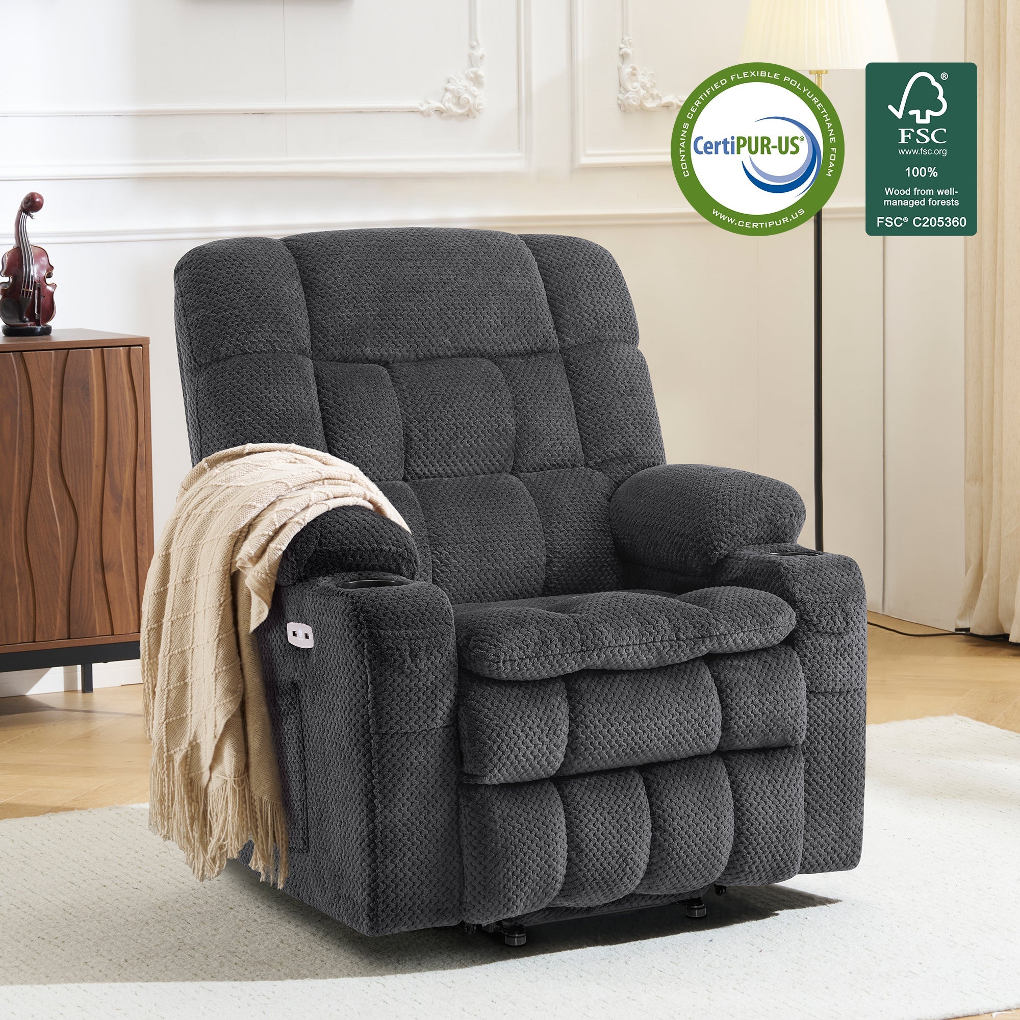 Power Lift Recliner Chair for Elderly, Dual Motor, Massage and Heat