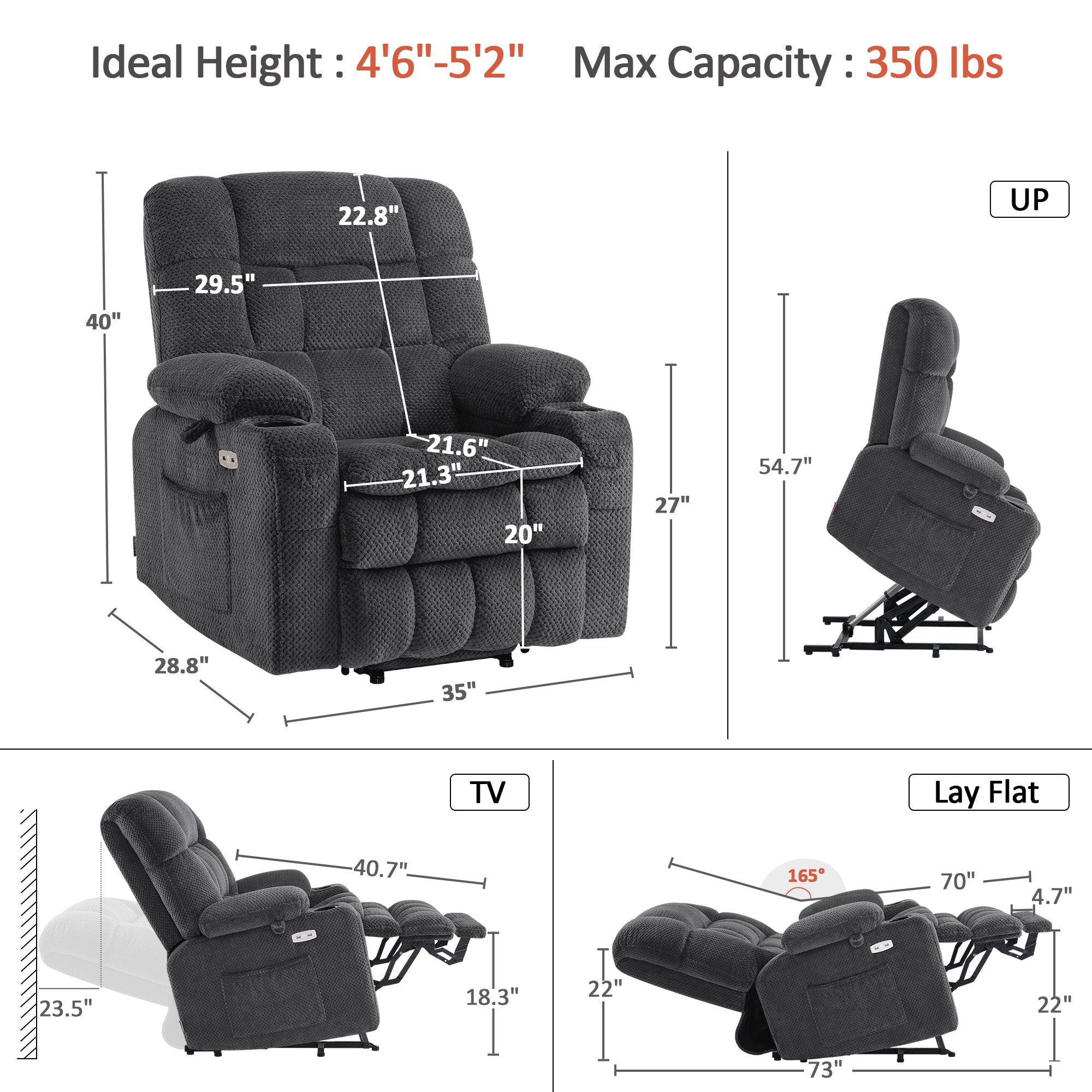 Power Lift Recliner Chair for Elderly, Dual Motor, Massage and Heat