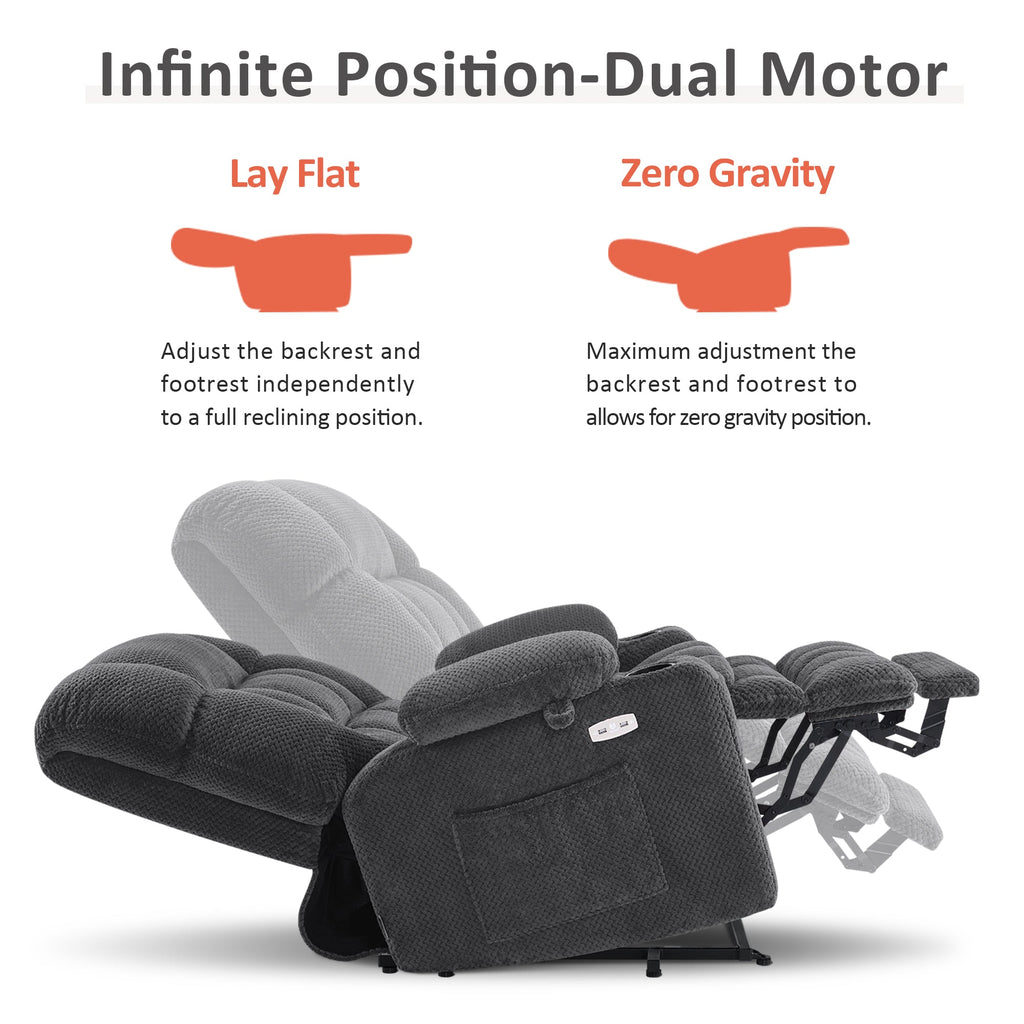 Power Lift Recliner Chair for Elderly, Dual Motor, Massage and Heat
