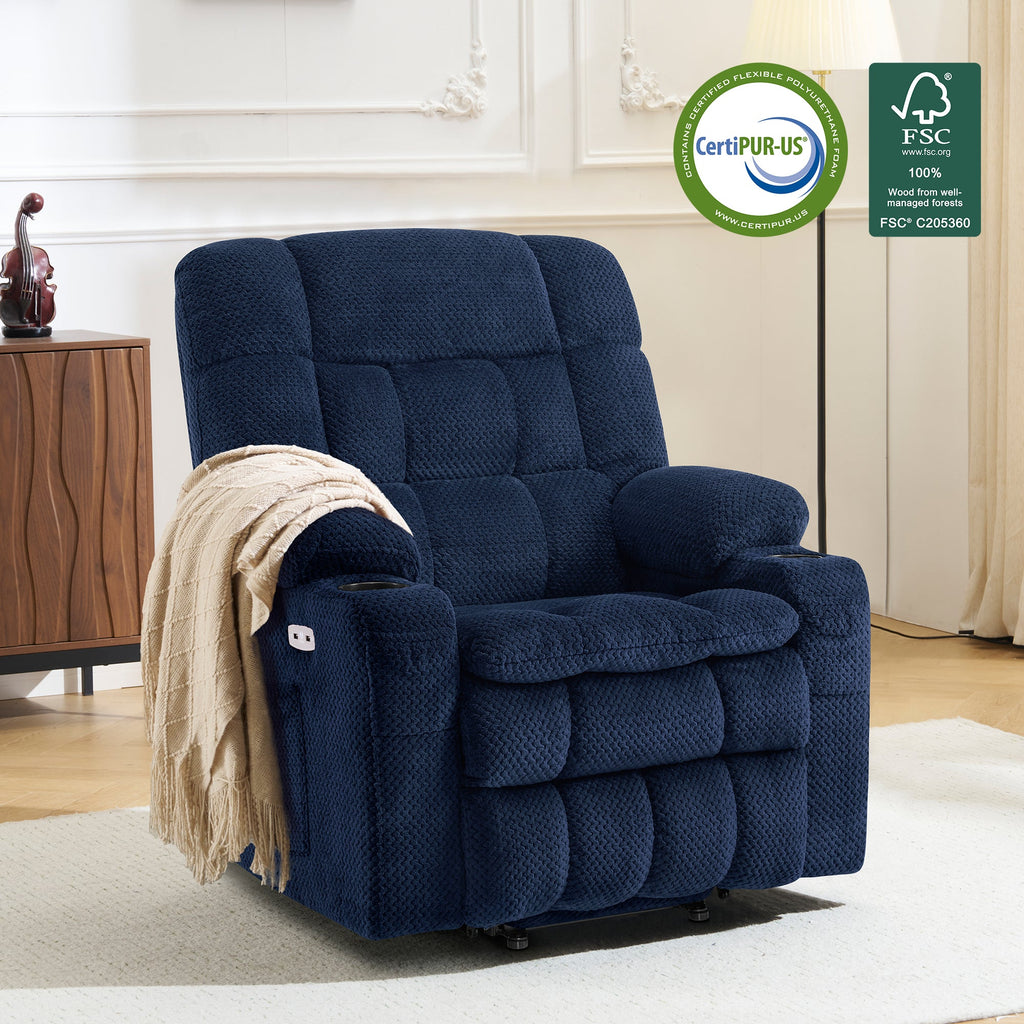 Power Lift Recliner Chair for Elderly, Dual Motor, Massage and Heat