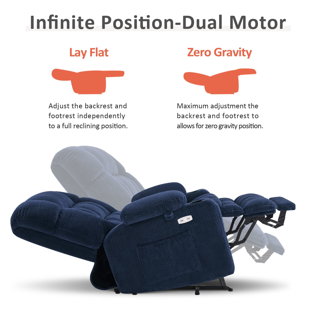 Power Lift Recliner Chair for Elderly, Dual Motor, Massage and Heat