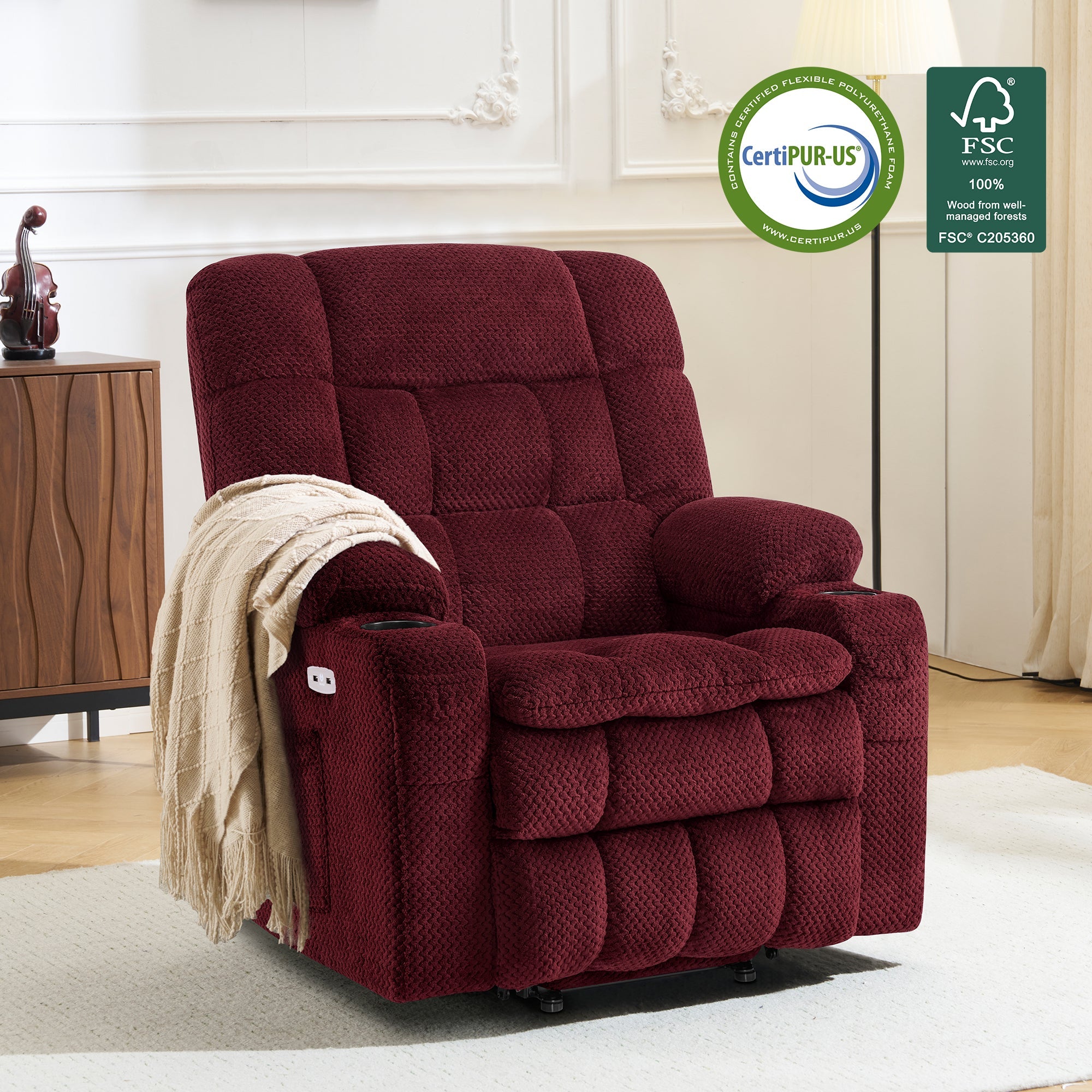 Power Lift Recliner Chair for Elderly, Dual Motor, Massage and Heat