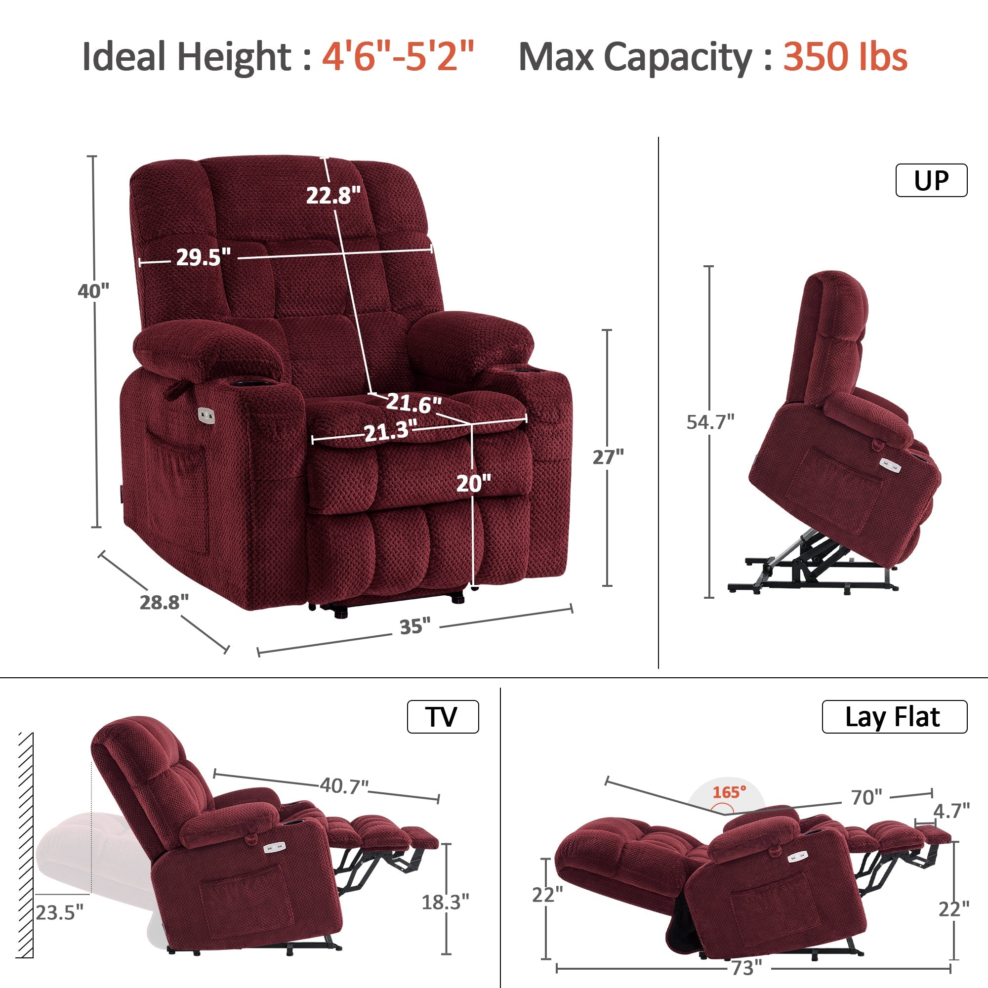 Power Lift Recliner Chair for Elderly, Dual Motor, Massage and Heat
