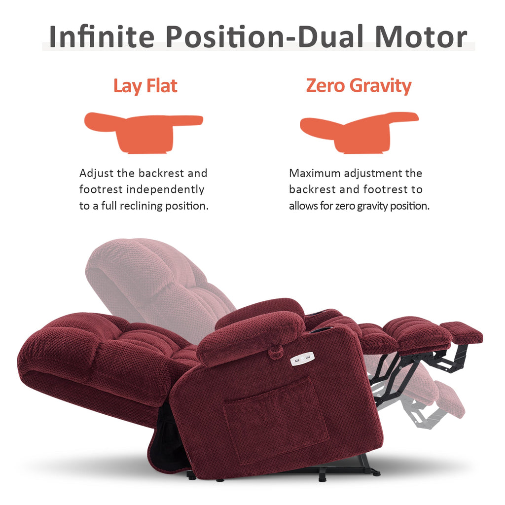 Power Lift Recliner Chair for Elderly, Dual Motor, Massage and Heat