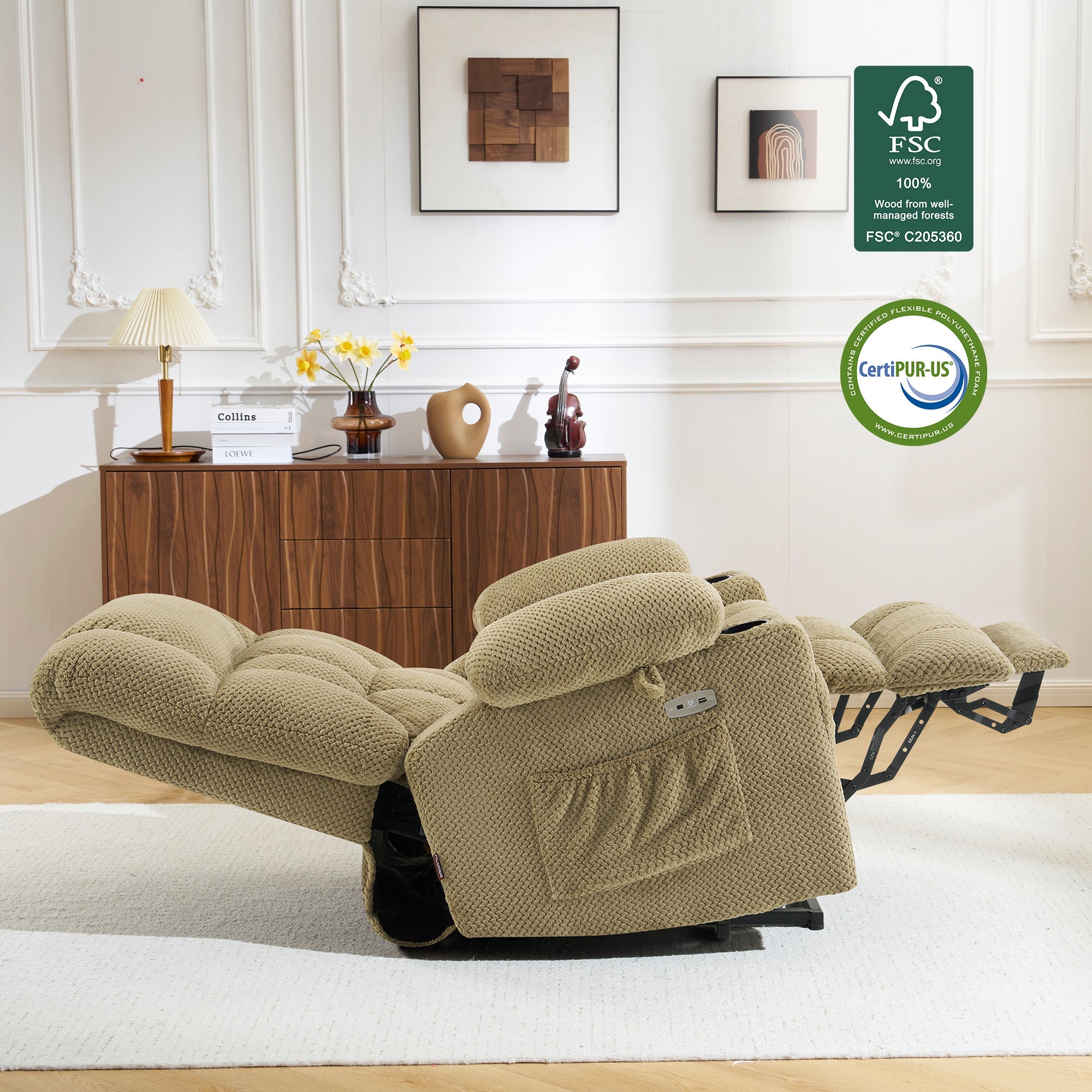 Power Lift Recliner Chair for Elderly, Dual Motor, Massage and Heat