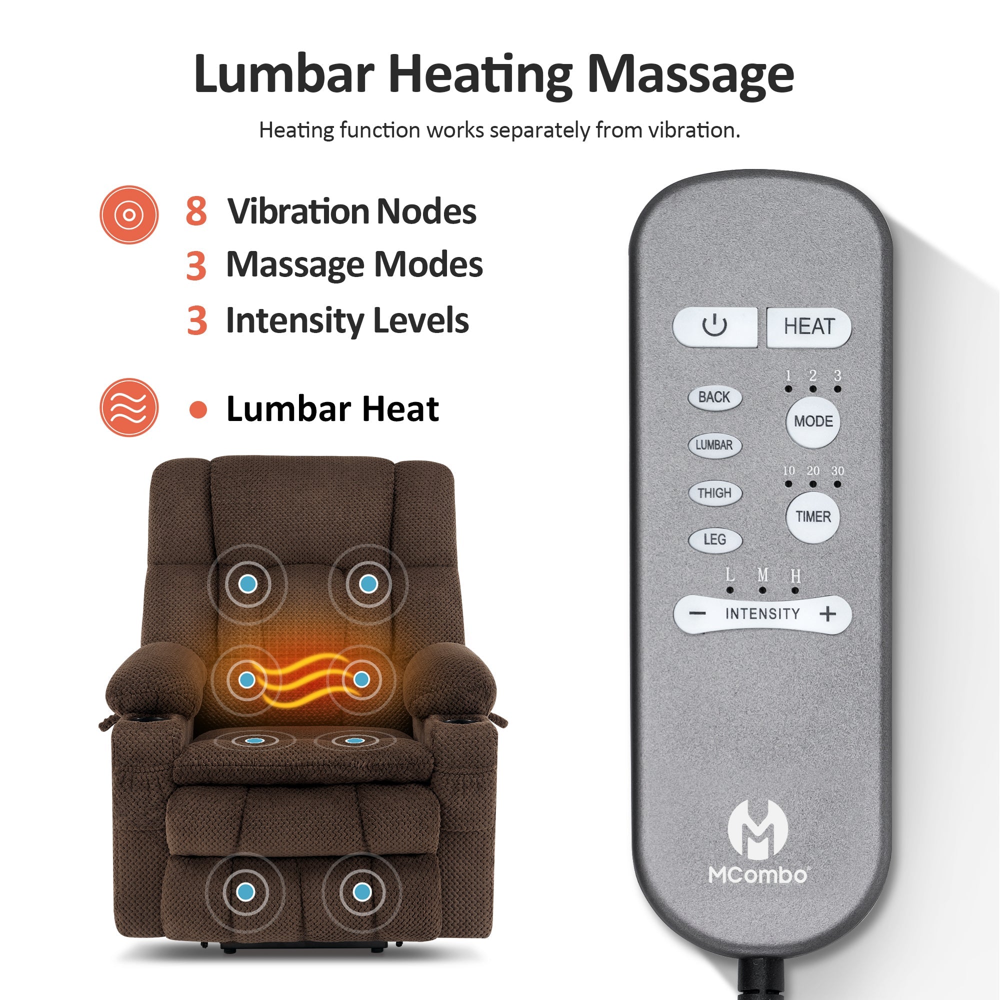 Power Lift Recliner Chair for Elderly, Dual Motor, Massage and Heat
