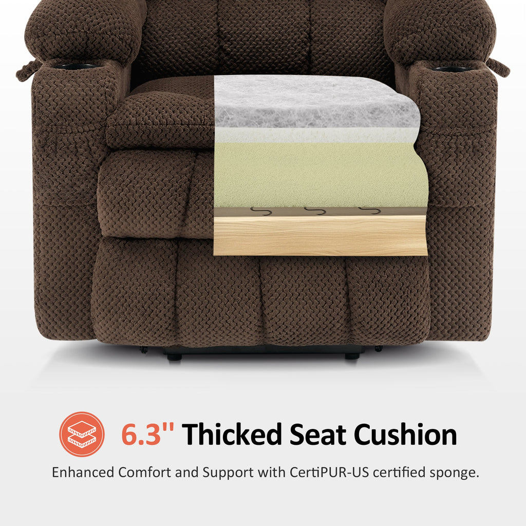 Power Lift Recliner Chair for Elderly, Dual Motor, Massage and Heat