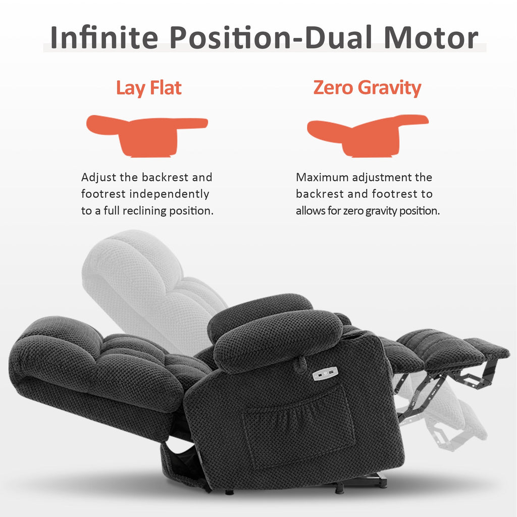Power Lift Recliner Chair for Elderly, Dual Motor, Massage and Heat