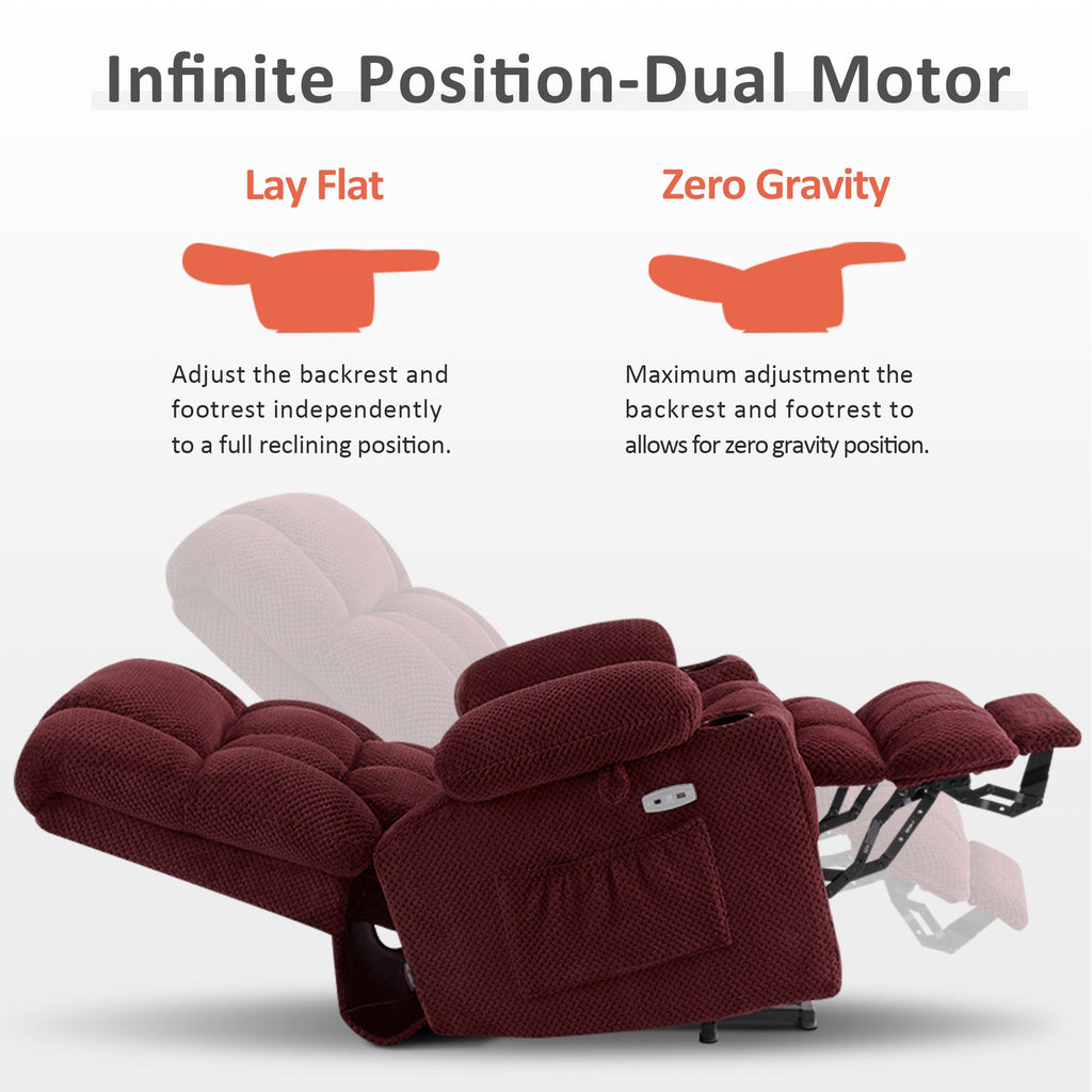 Power Lift Recliner Chair for Elderly, Dual Motor, Massage and Heat