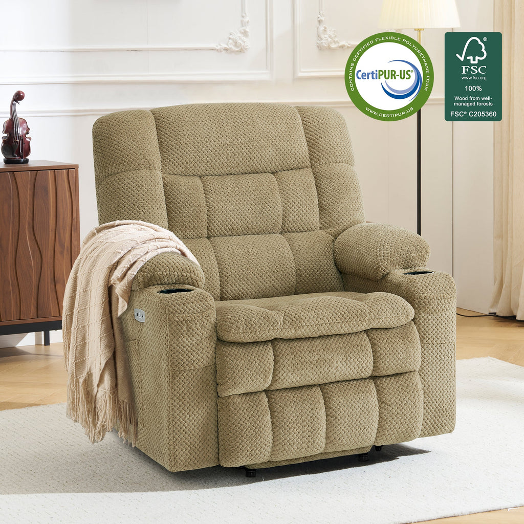 Power Lift Recliner Chair for Elderly, Dual Motor, Massage and Heat