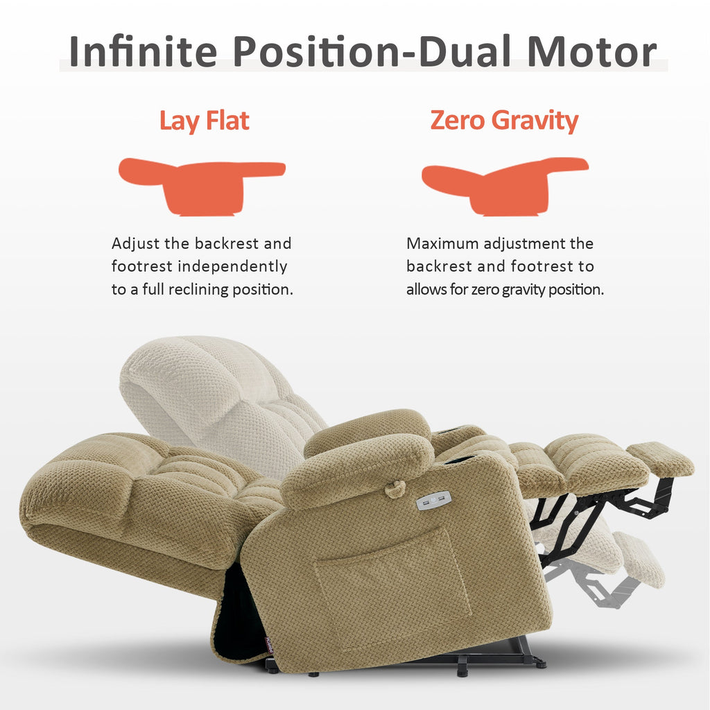 Power Lift Recliner Chair for Elderly, Dual Motor, Massage and Heat