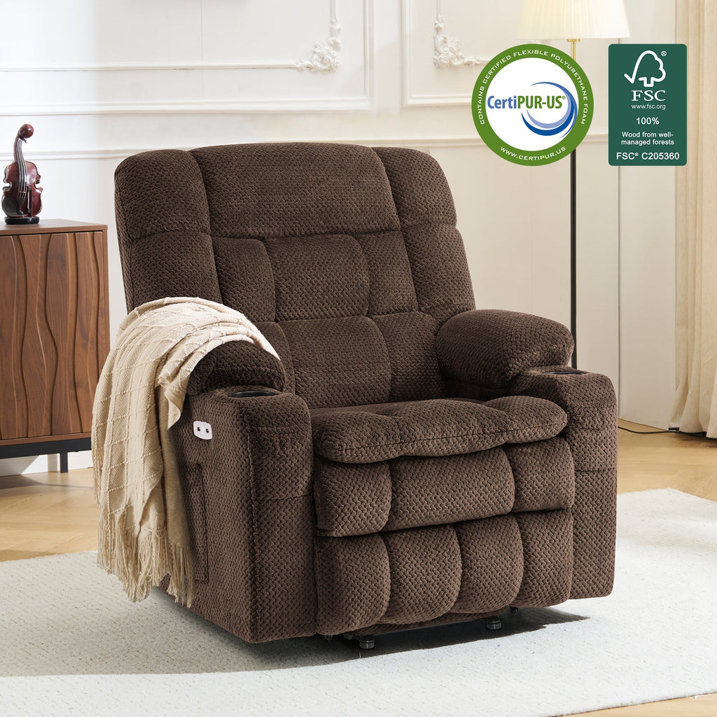 Power Lift Recliner Chair for Elderly, Dual Motor, Massage and Heat