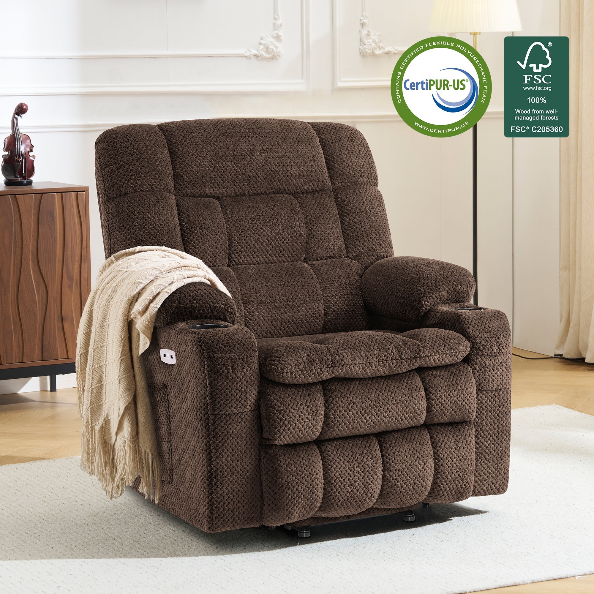 Power Lift Recliner Chair for Elderly, Dual Motor, Massage and Heat