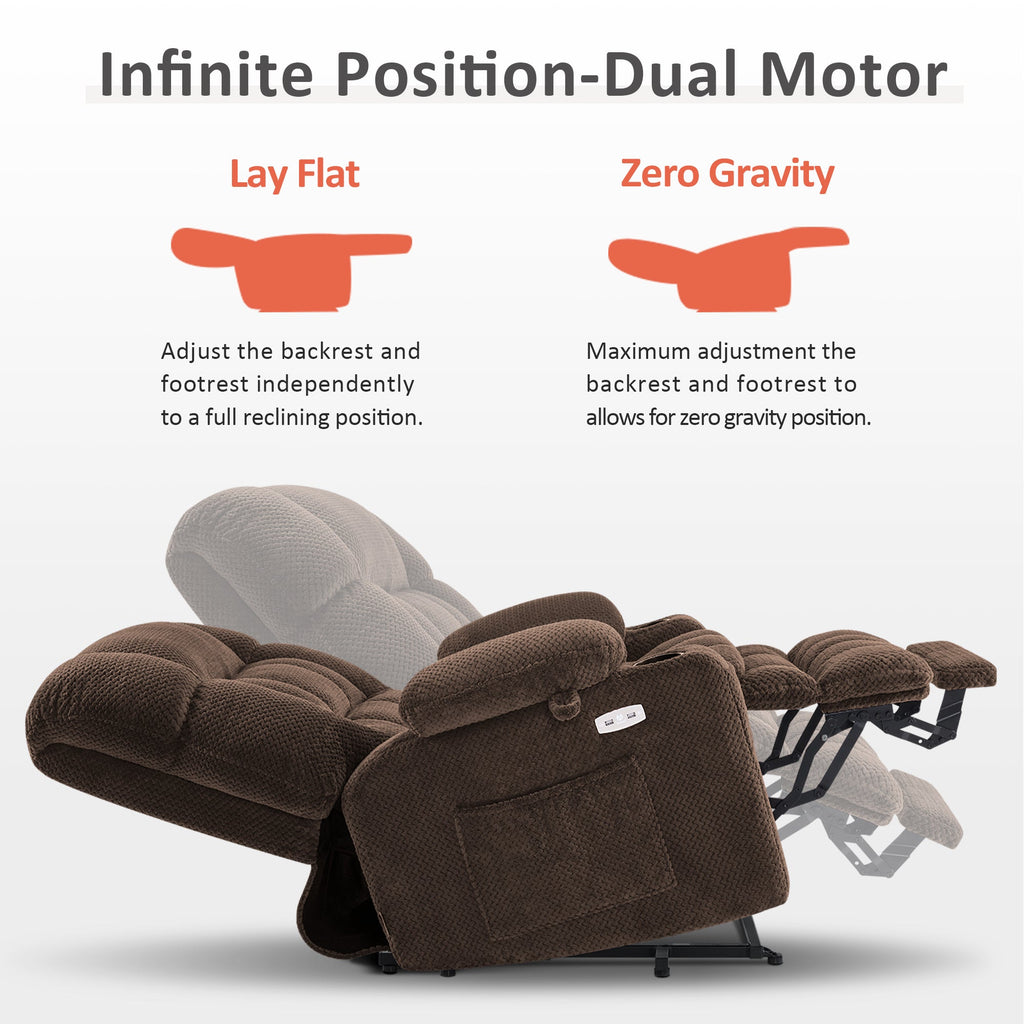 Power Lift Recliner Chair for Elderly, Dual Motor, Massage and Heat