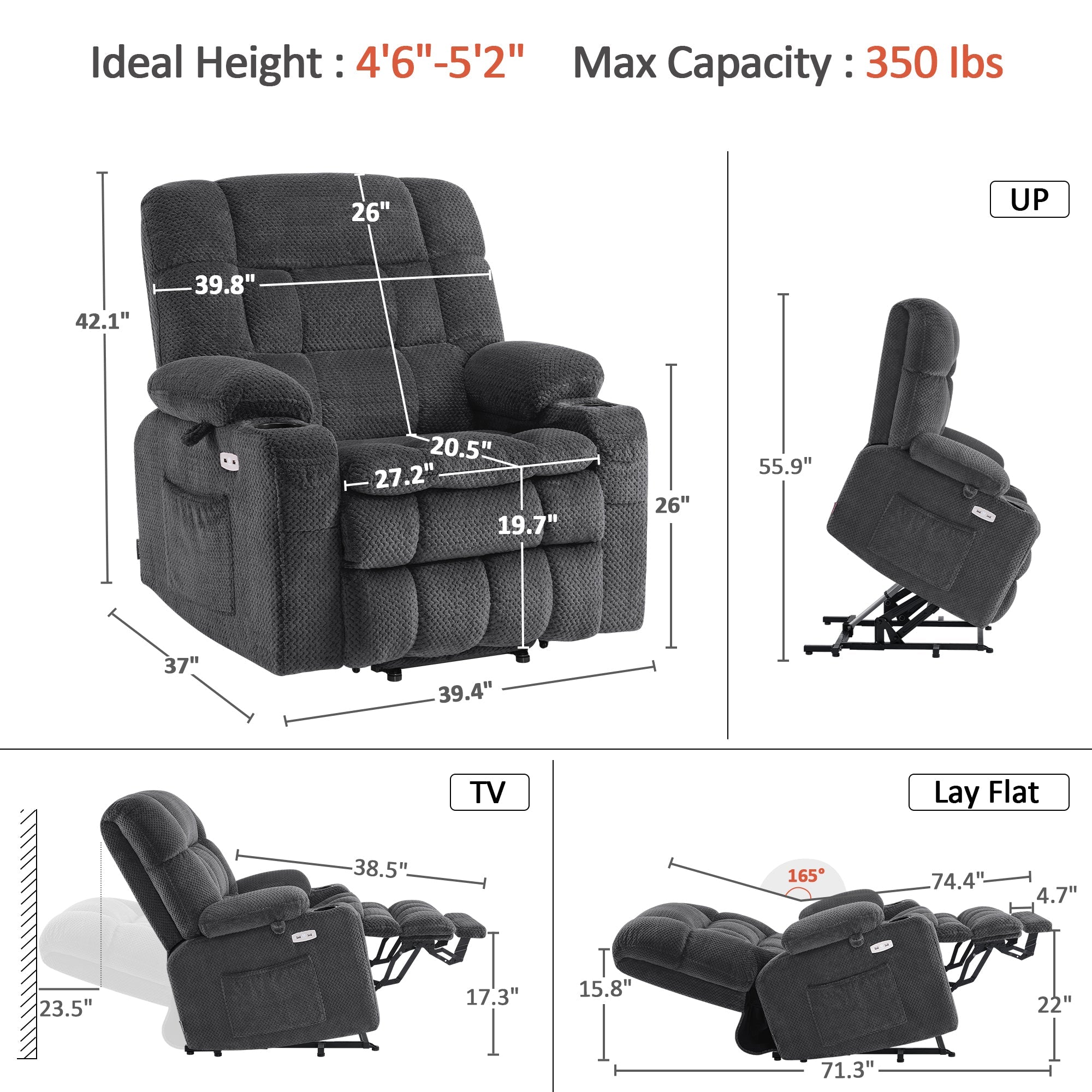 Power Lift Recliner Chair for Elderly, Dual Motor, Massage and Heat