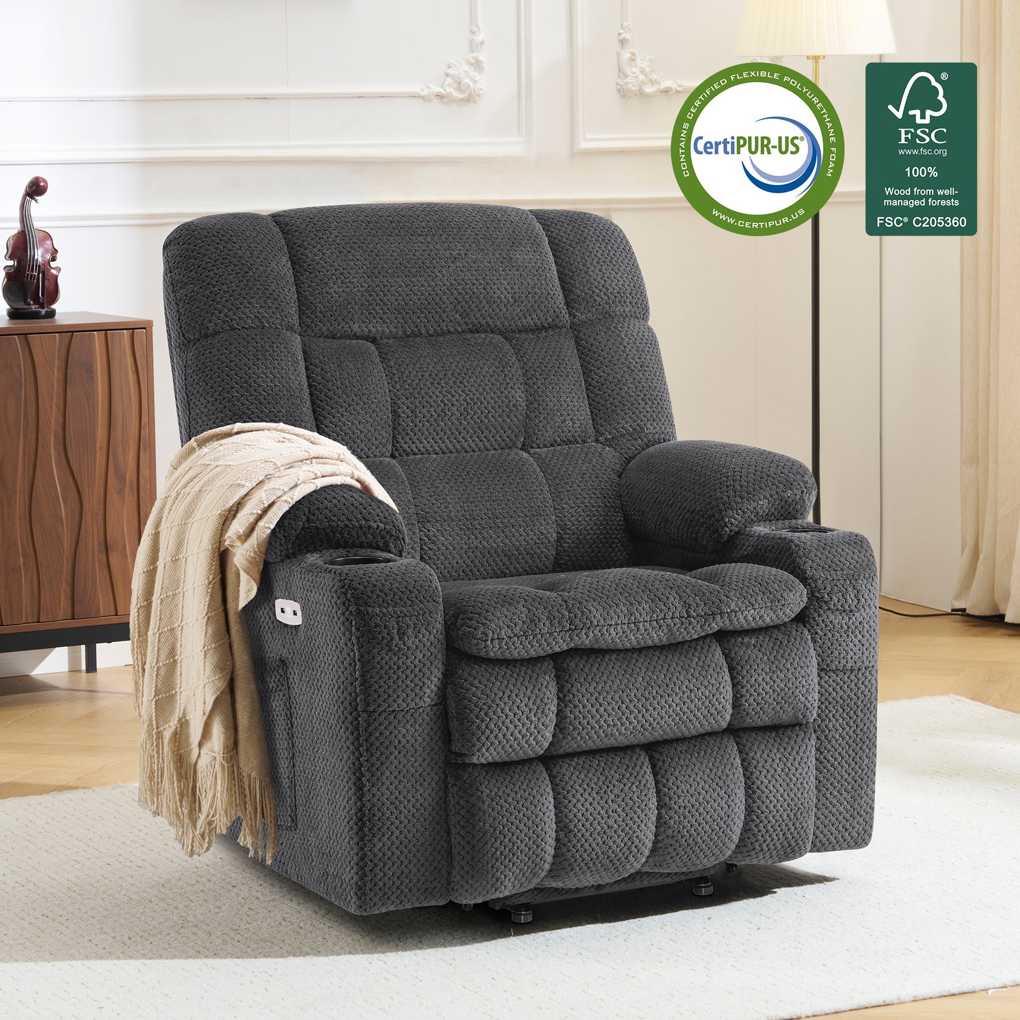 Power Lift Recliner Chair for Elderly, Dual Motor, Massage and Heat