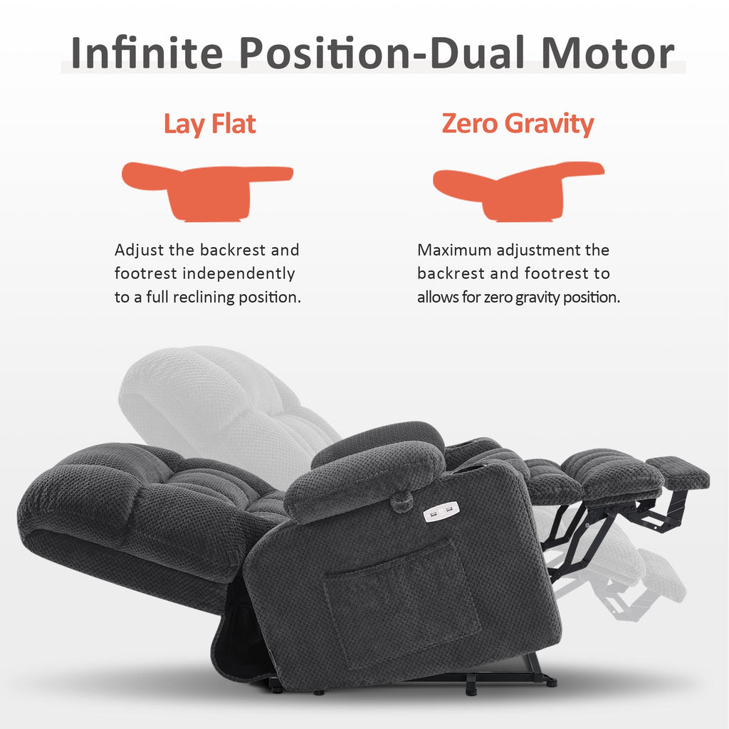 Power Lift Recliner Chair for Elderly, Dual Motor, Massage and Heat