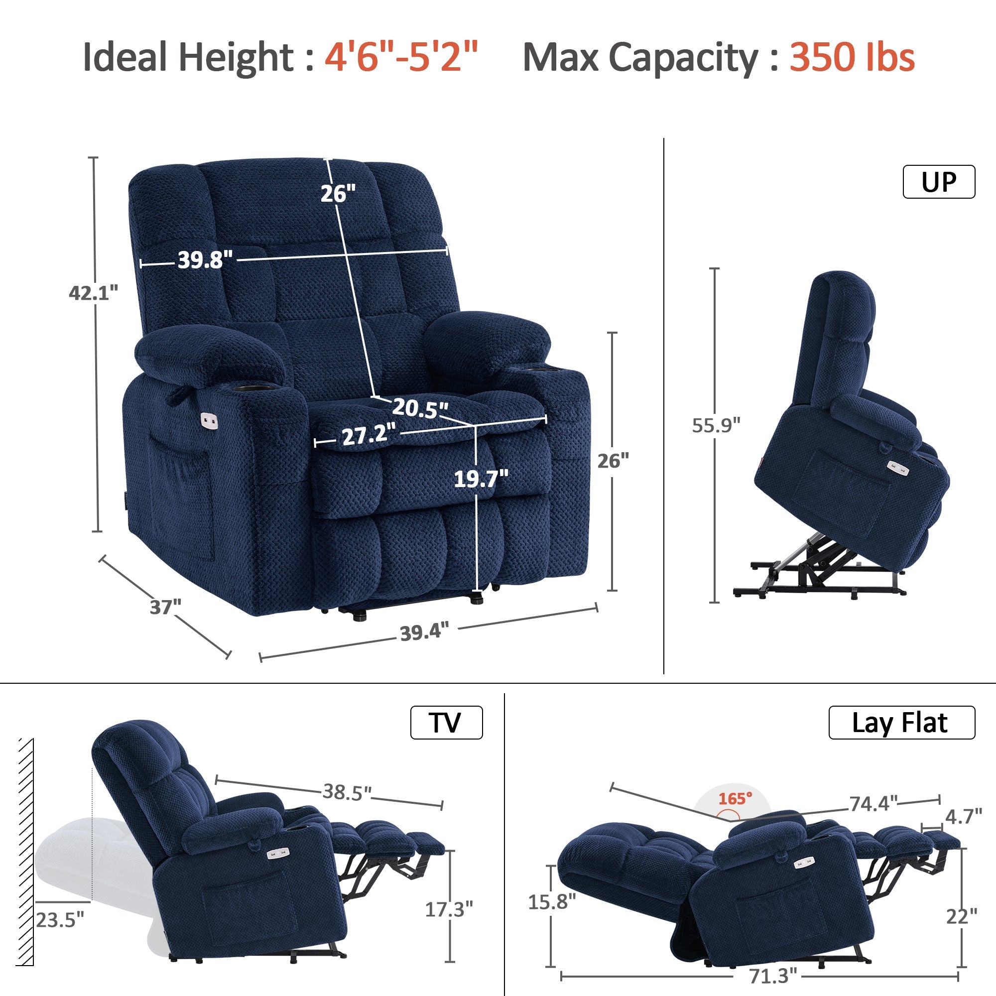Power Lift Recliner Chair for Elderly, Dual Motor, Massage and Heat