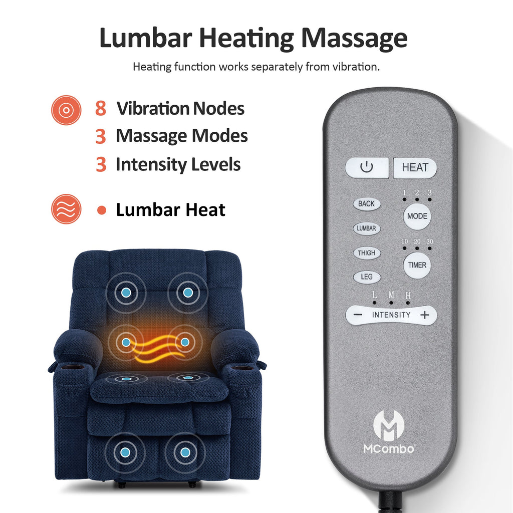 Power Lift Recliner Chair for Elderly, Dual Motor, Massage and Heat