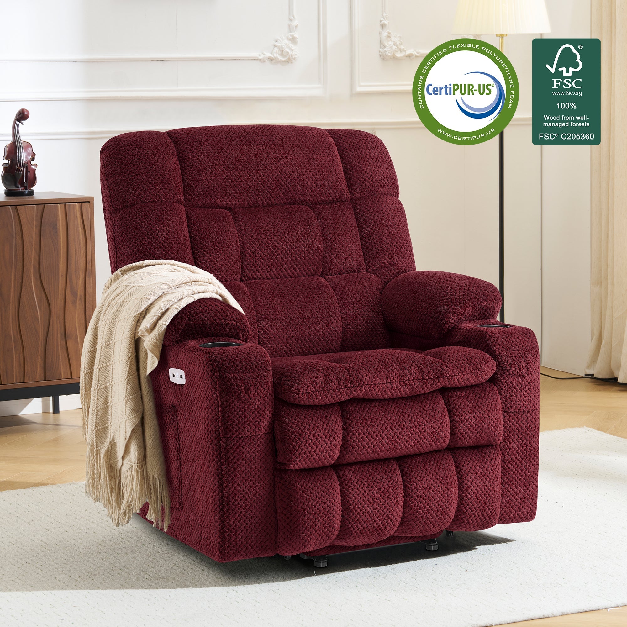 Power Lift Recliner Chair for Elderly, Dual Motor, Massage and Heat