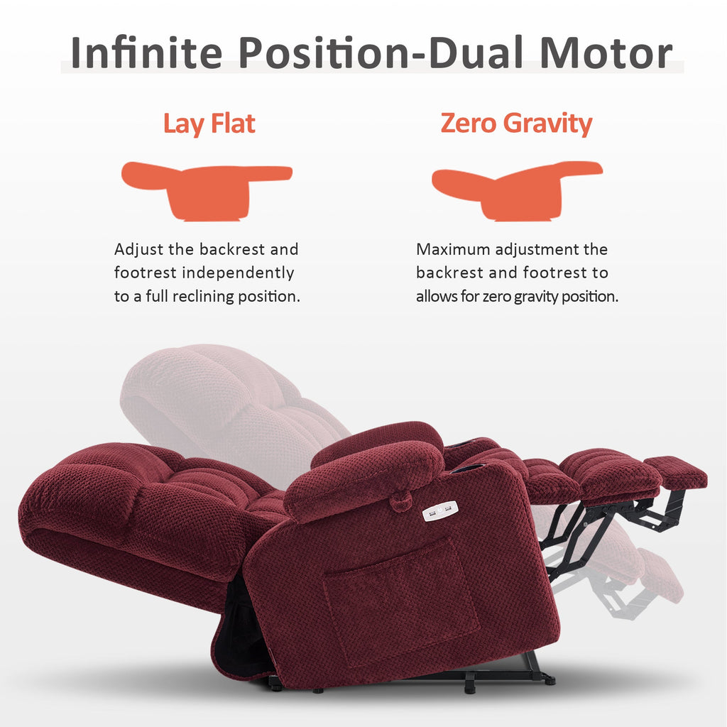 Power Lift Recliner Chair for Elderly, Dual Motor, Massage and Heat
