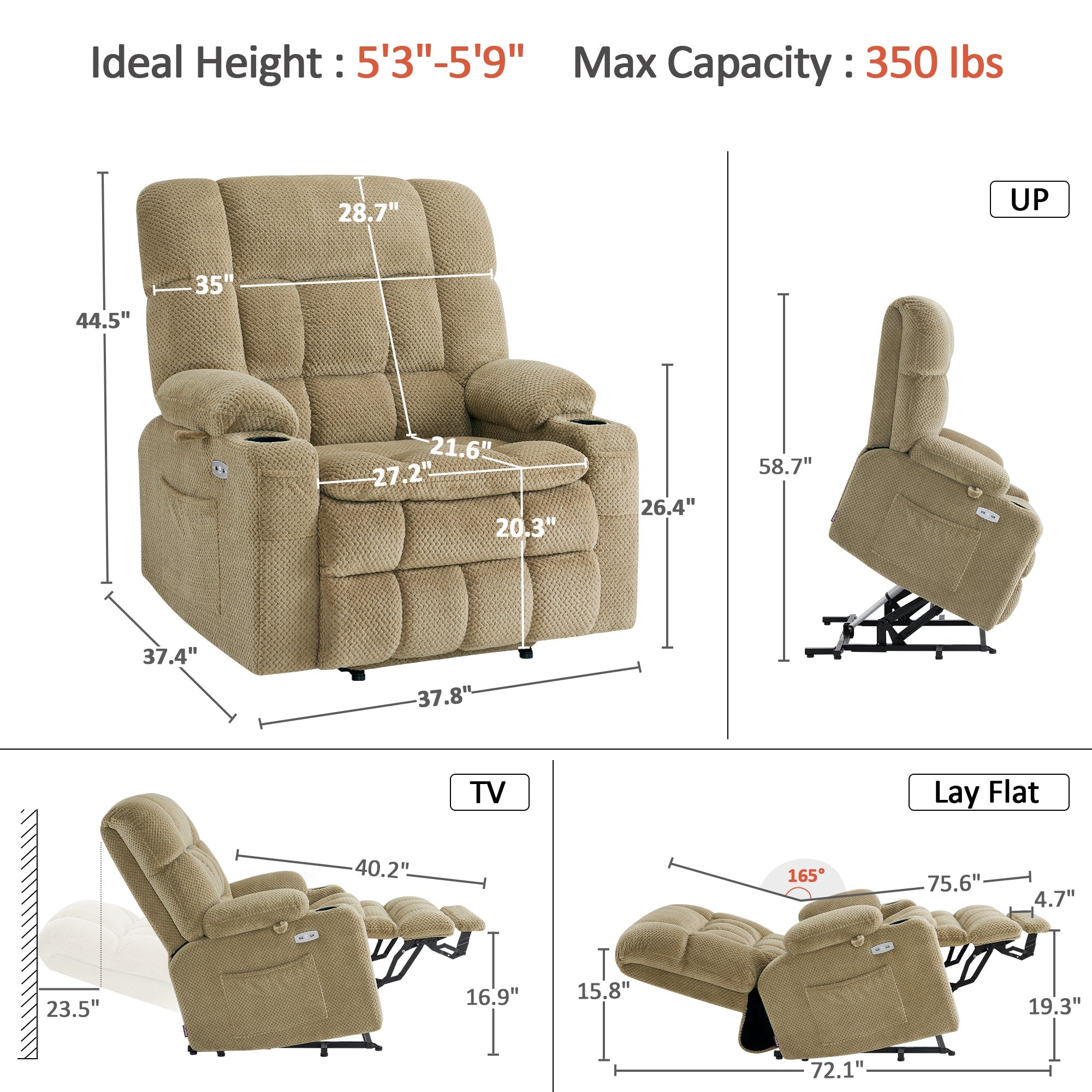 Power Lift Recliner Chair for Elderly, Dual Motor, Massage and Heat