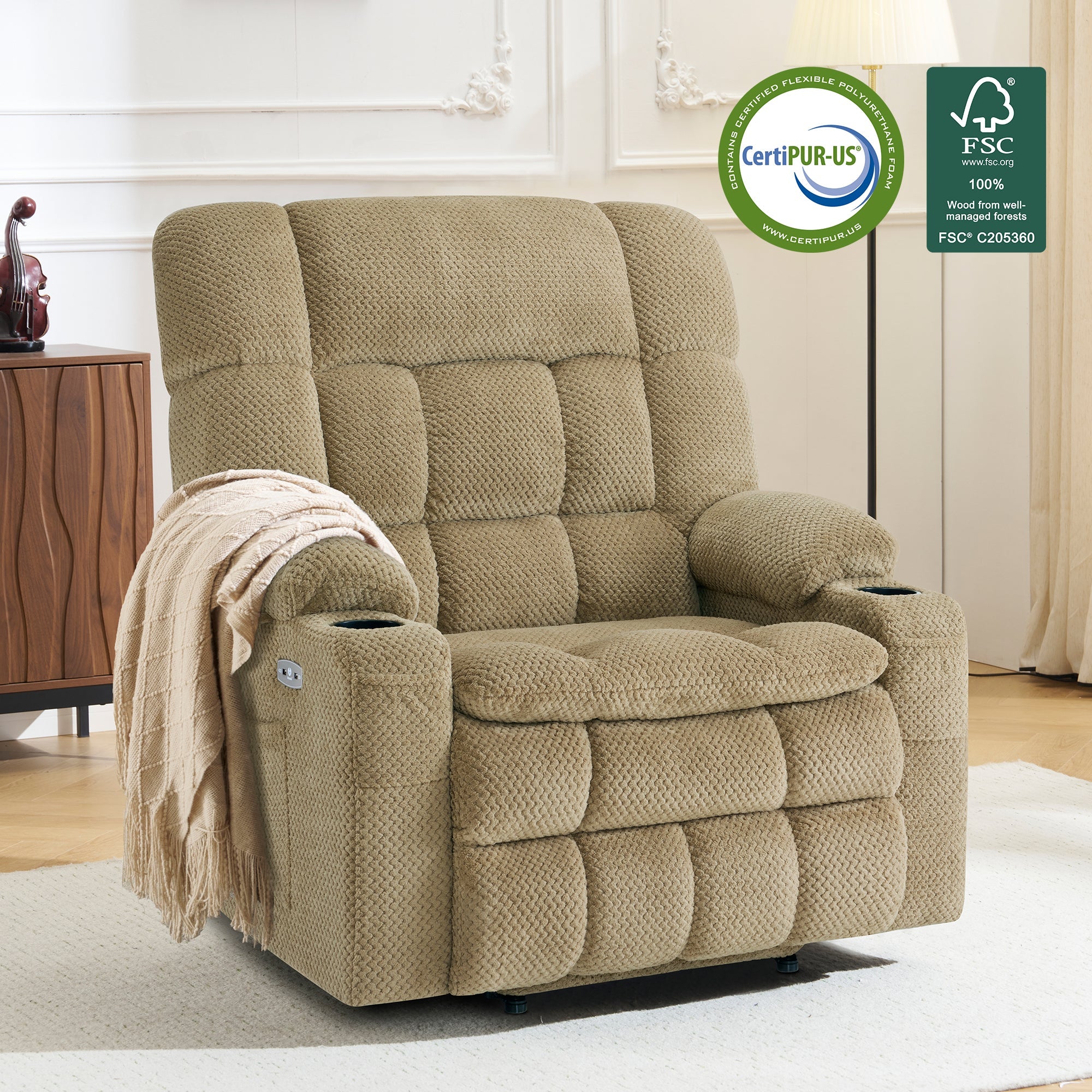 Power Lift Recliner Chair for Elderly, Dual Motor, Massage and Heat