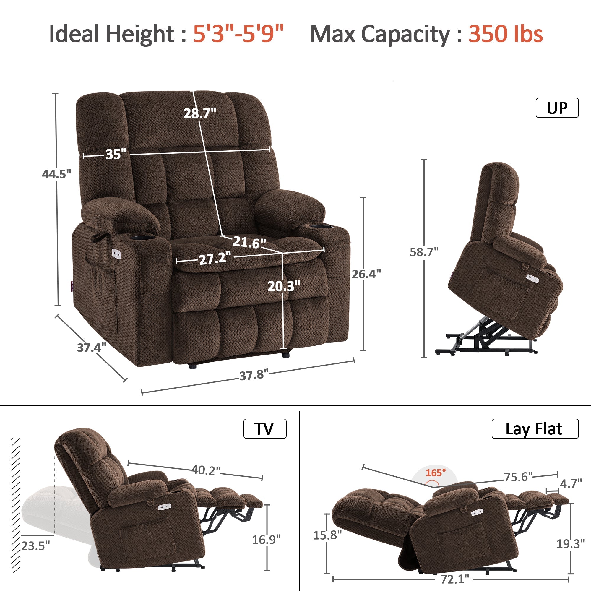 Power Lift Recliner Chair for Elderly, Dual Motor, Massage and Heat