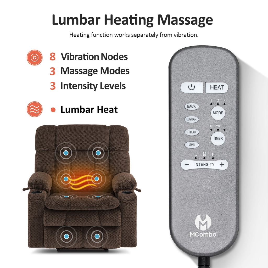 Power Lift Recliner Chair for Elderly, Dual Motor, Massage and Heat