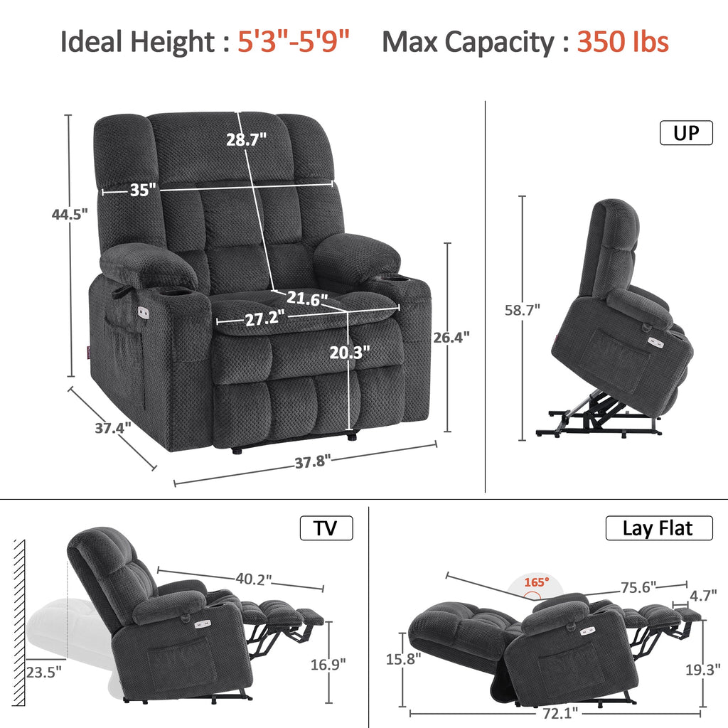 Power Lift Recliner Chair for Elderly, Dual Motor, Massage and Heat