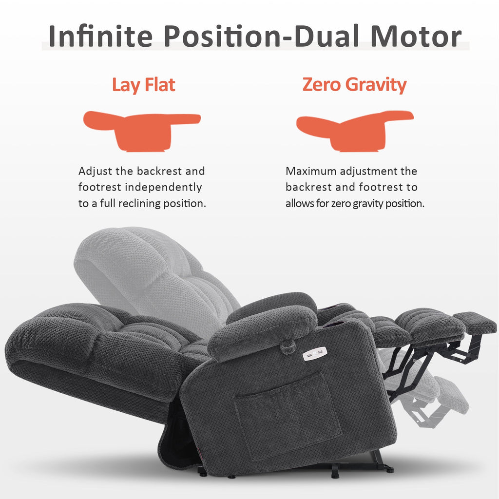 Power Lift Recliner Chair for Elderly, Dual Motor, Massage and Heat