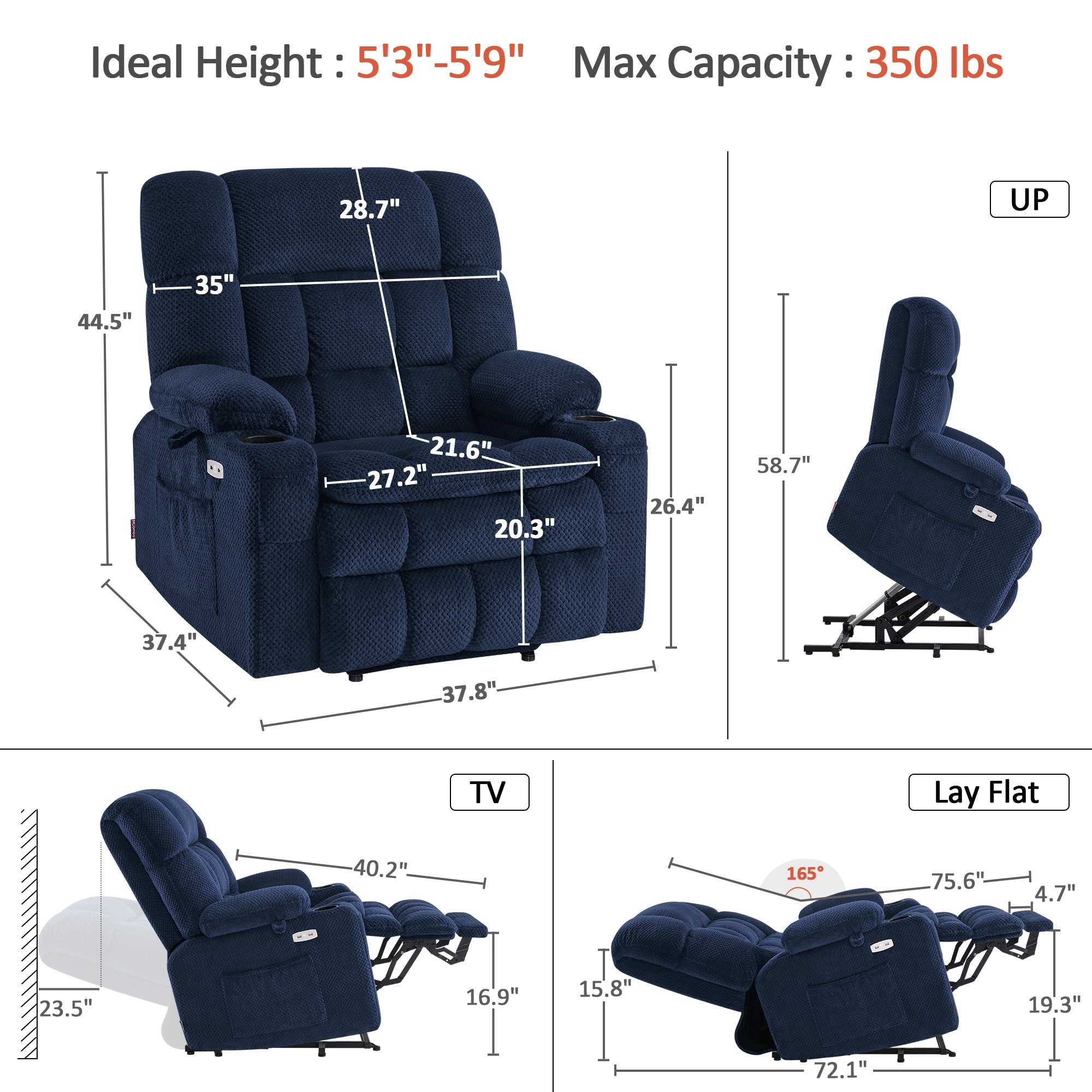 Power Lift Recliner Chair for Elderly, Dual Motor, Massage and Heat