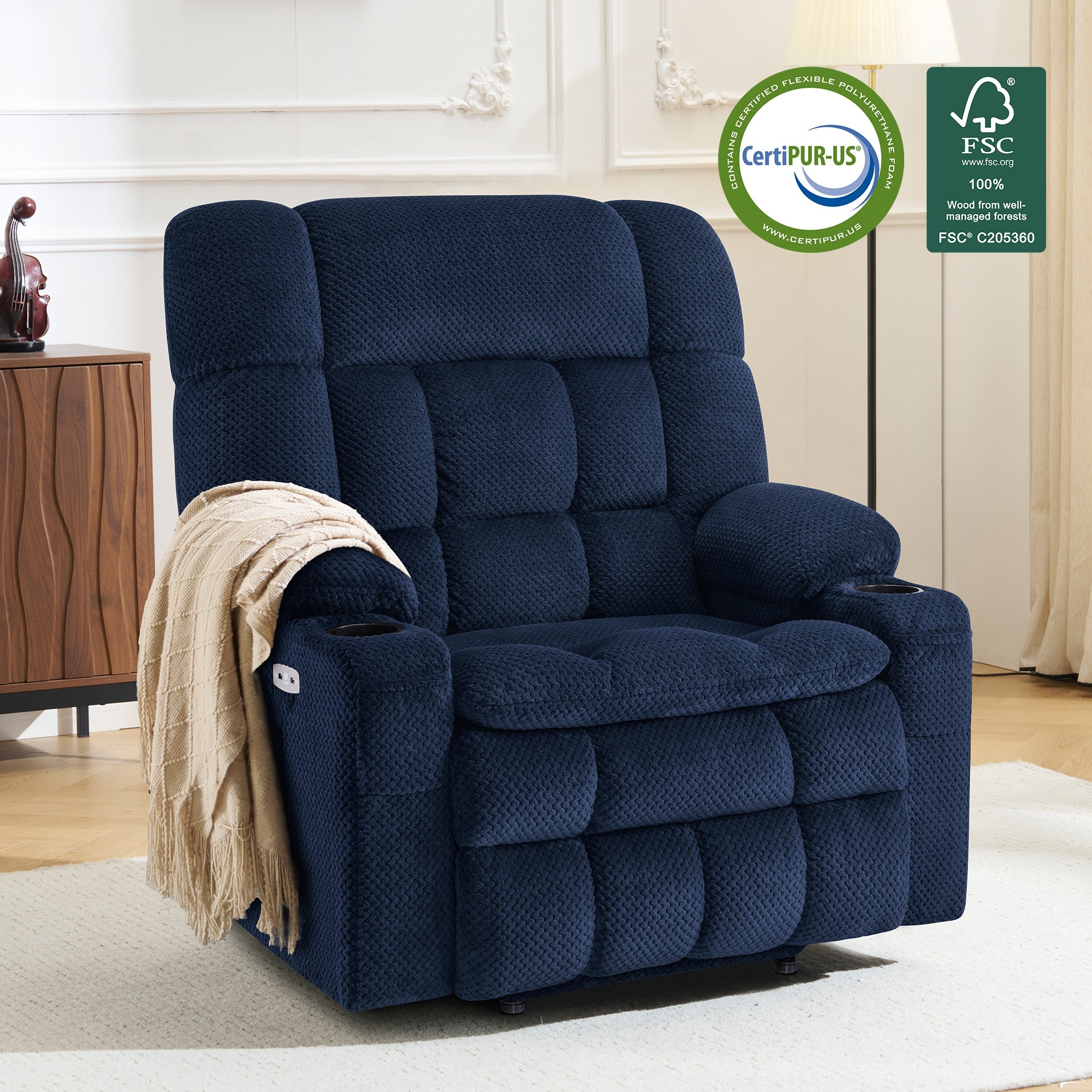Power Lift Recliner Chair for Elderly, Dual Motor, Massage and Heat