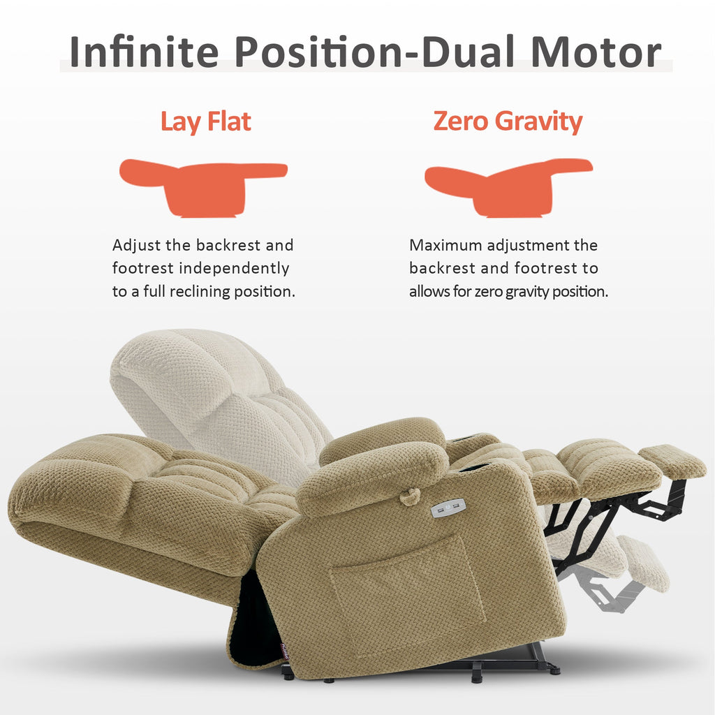 Power Lift Recliner Chair for Elderly, Dual Motor, Massage and Heat