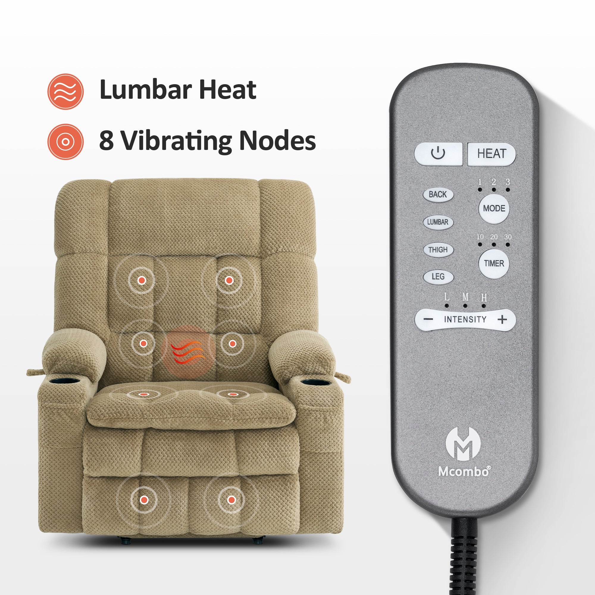 Power Lift Recliner Chair for Elderly, Dual Motor, Massage and Heat