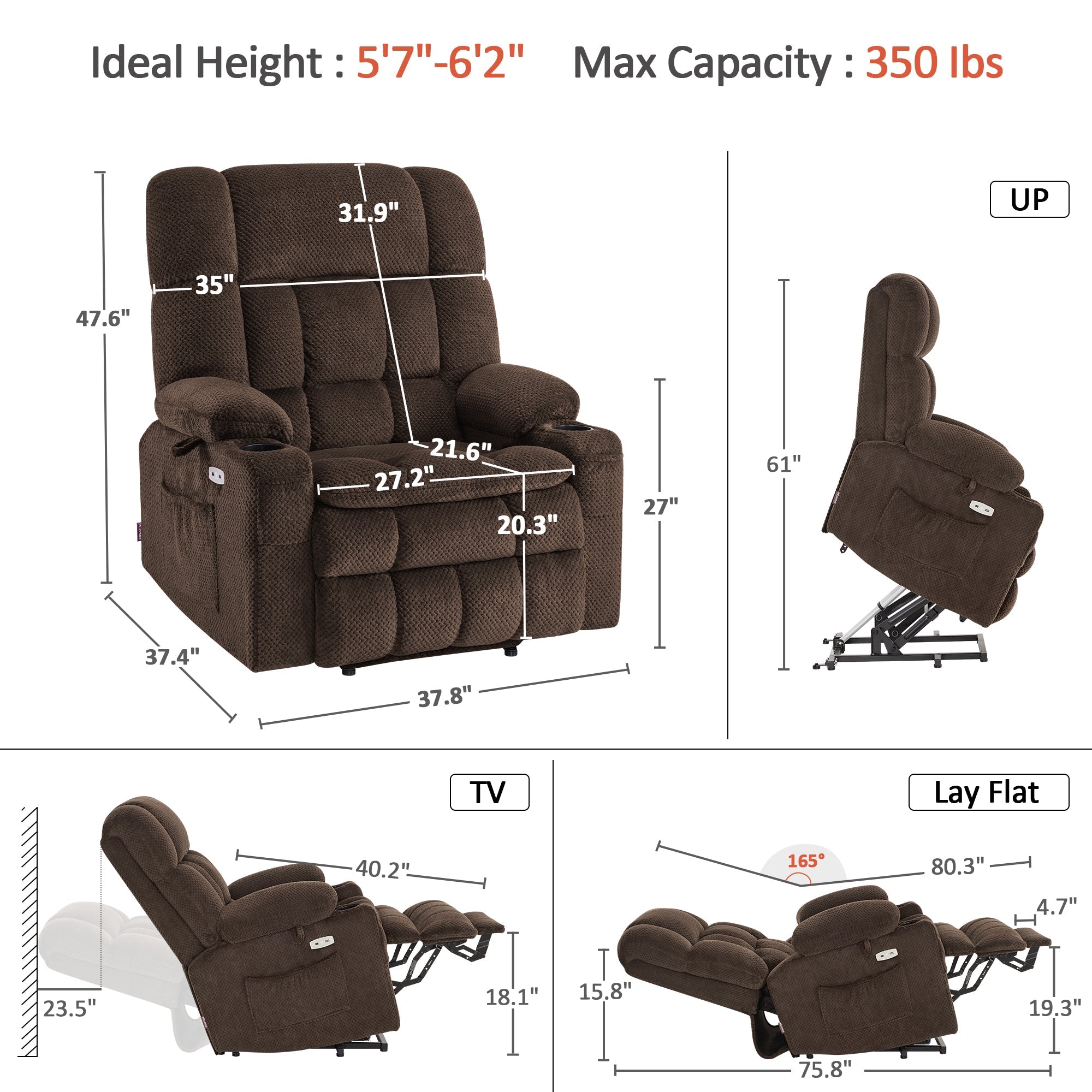 Power Lift Recliner Chair for Elderly, Dual Motor, Massage and Heat
