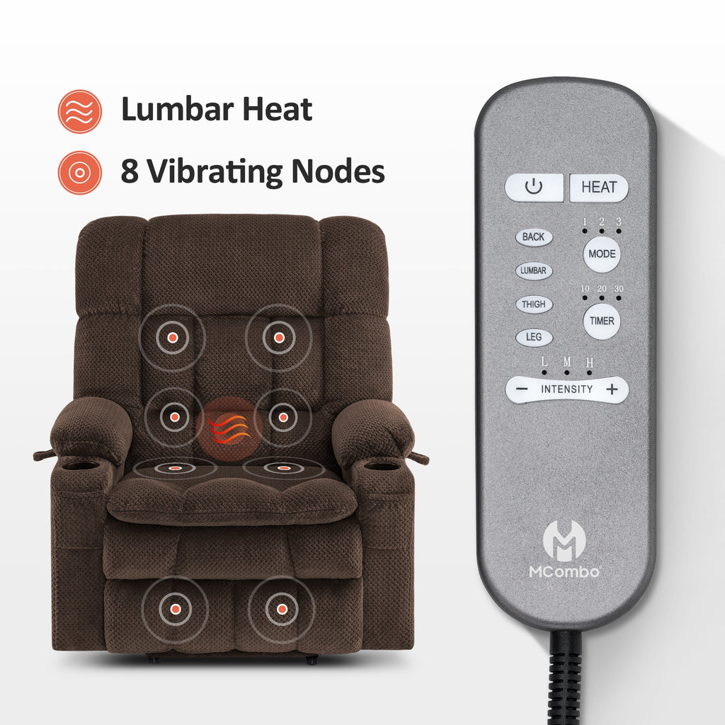 Power Lift Recliner Chair for Elderly, Dual Motor, Massage and Heat