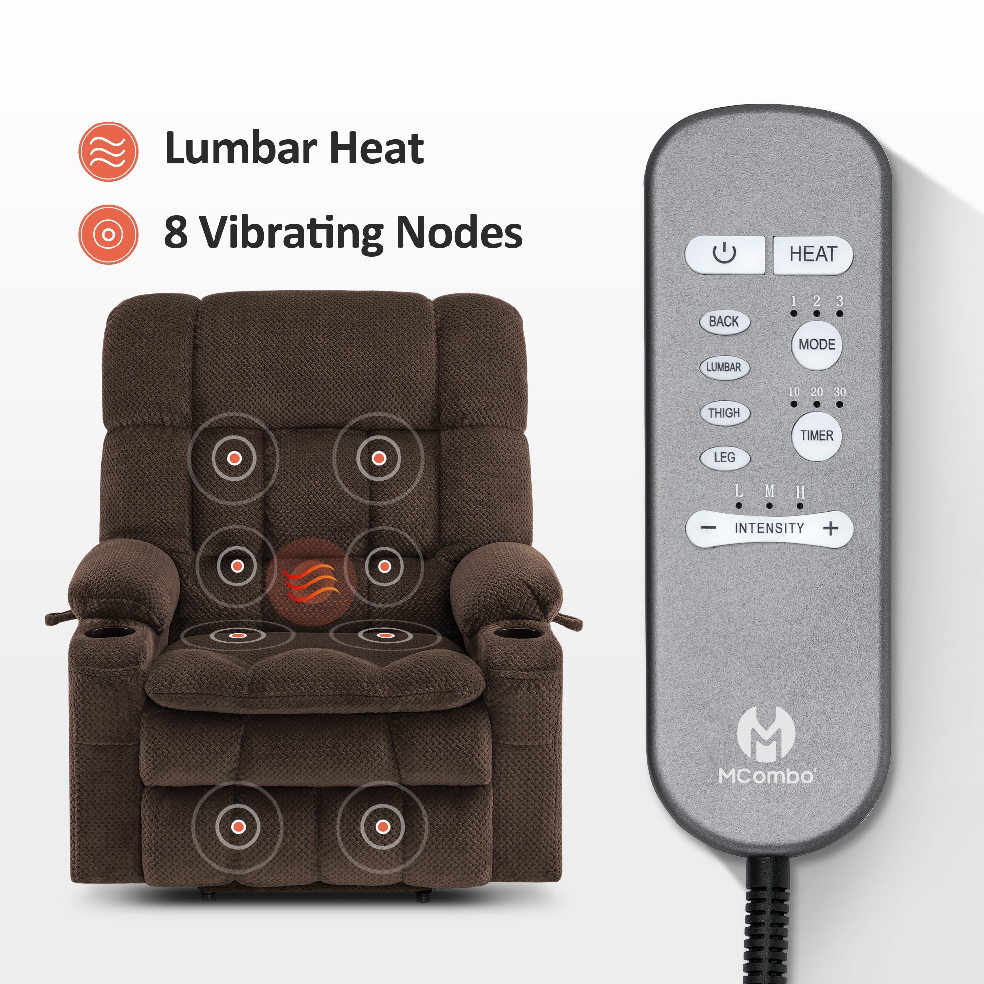 Power Lift Recliner Chair for Elderly, Dual Motor, Massage and Heat