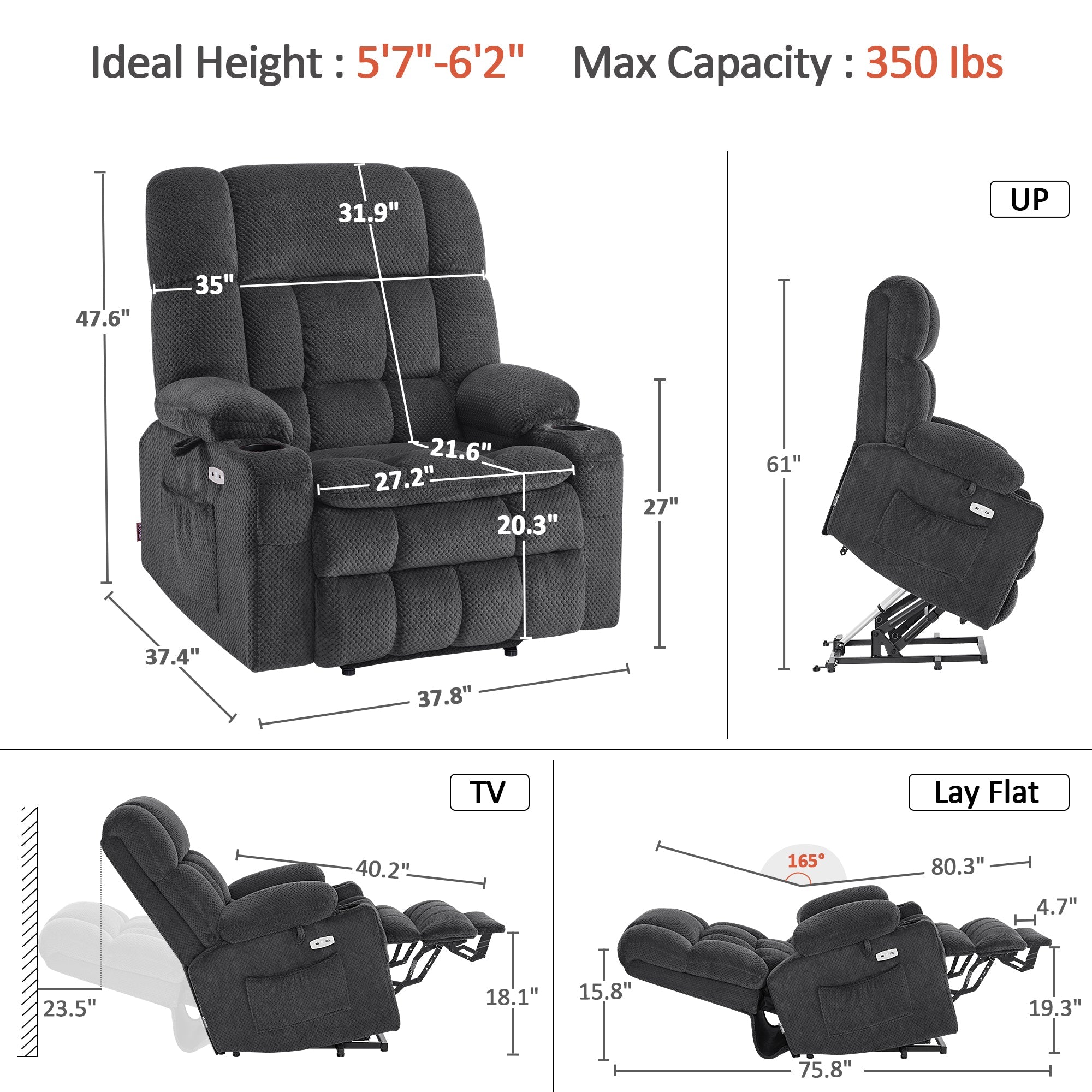 Power Lift Recliner Chair for Elderly, Dual Motor, Massage and Heat