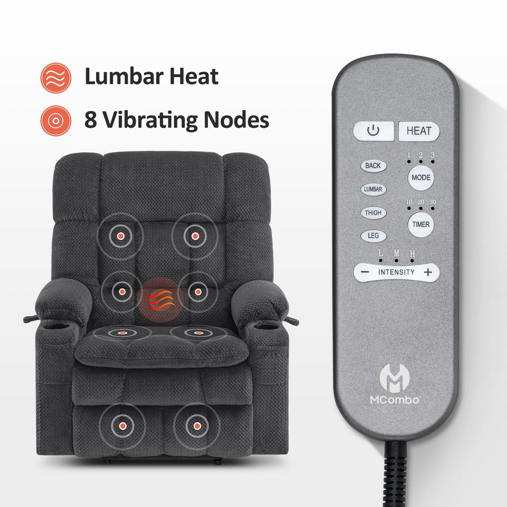 Power Lift Recliner Chair for Elderly, Dual Motor, Massage and Heat