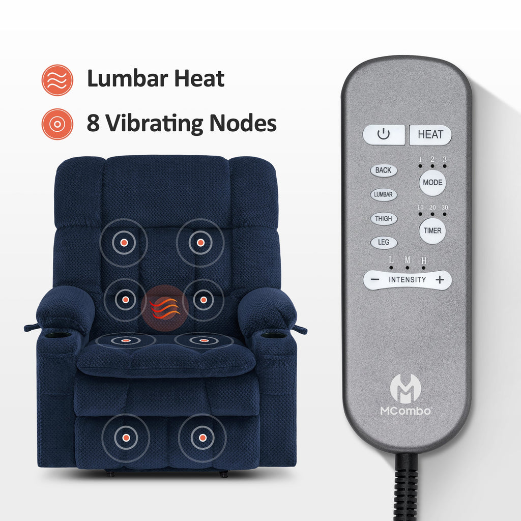 Power Lift Recliner Chair for Elderly, Dual Motor, Massage and Heat