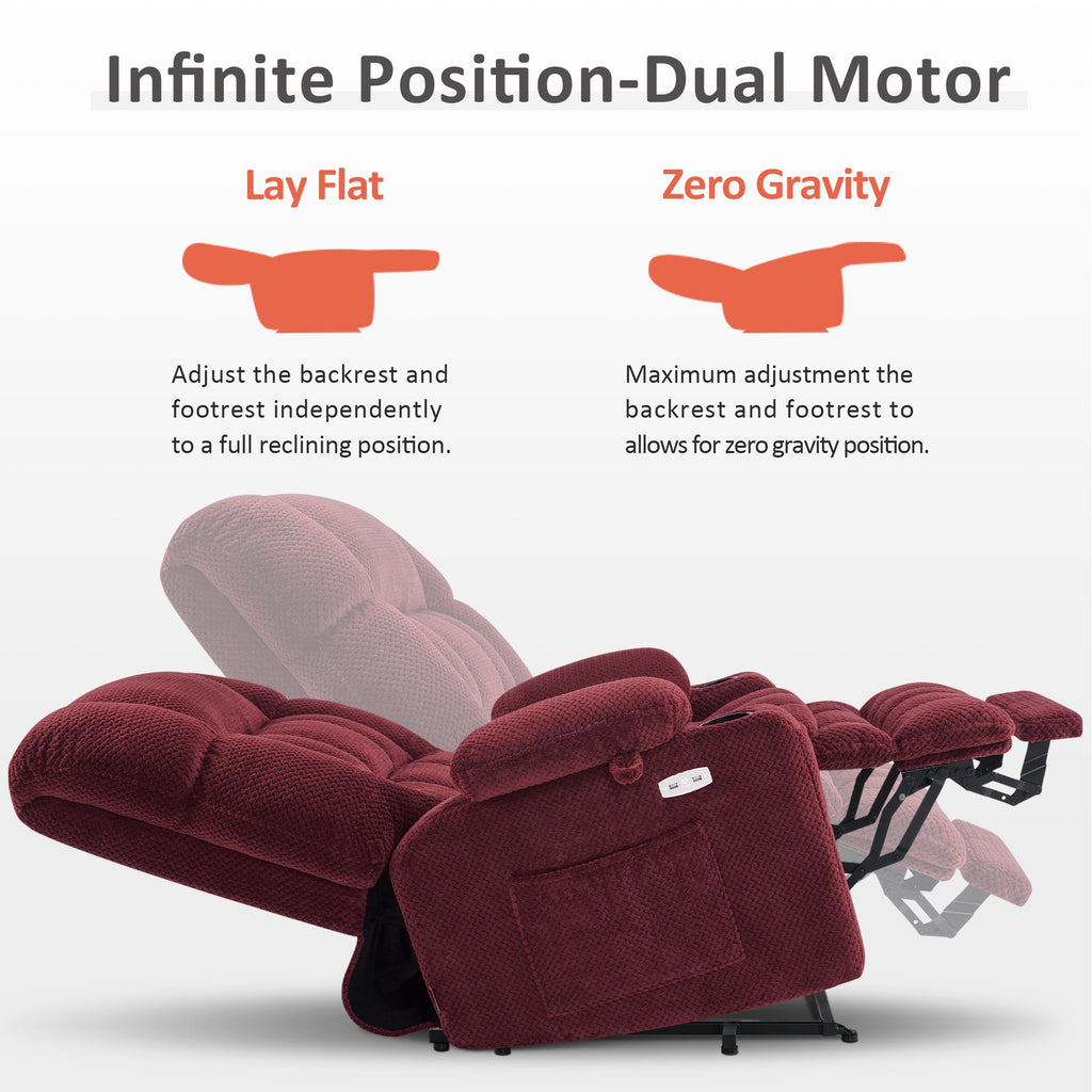 Power Lift Recliner Chair for Elderly, Dual Motor, Massage and Heat