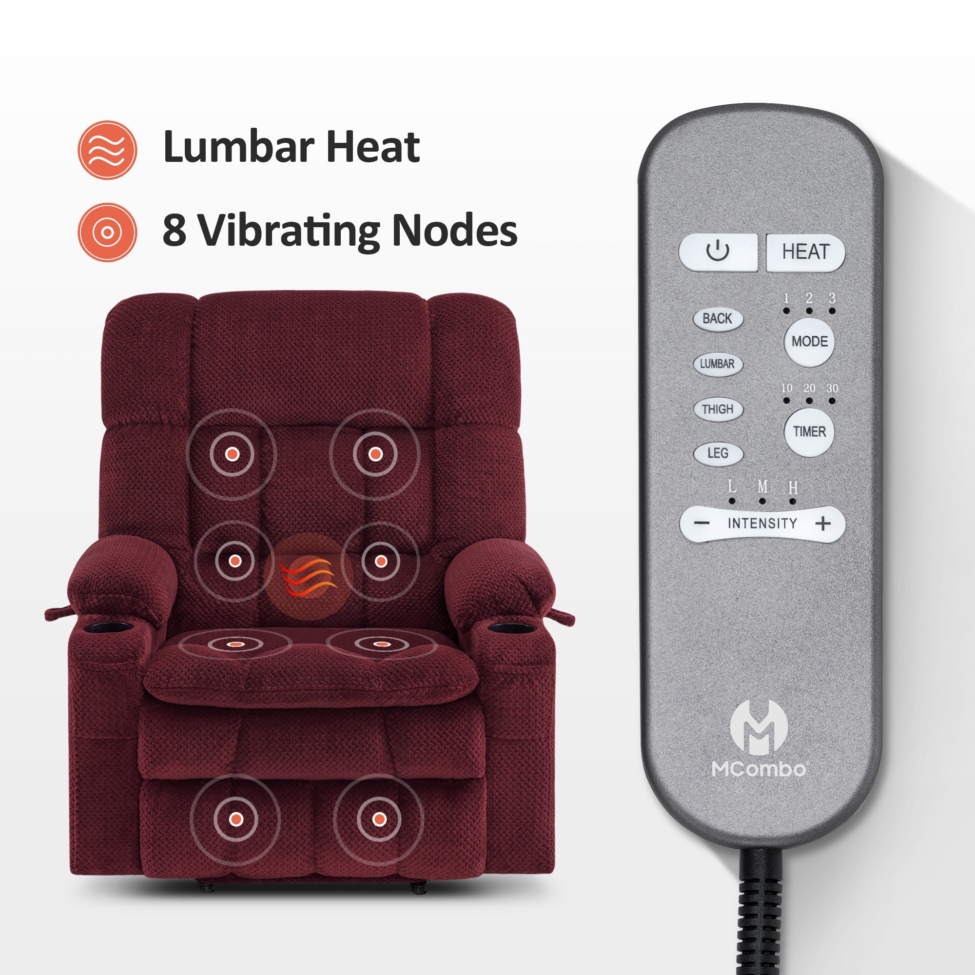 Power Lift Recliner Chair for Elderly, Dual Motor, Massage and Heat